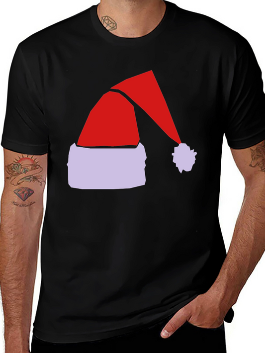 Festive Santa Hat Graphic Tee - Holiday Spirit!