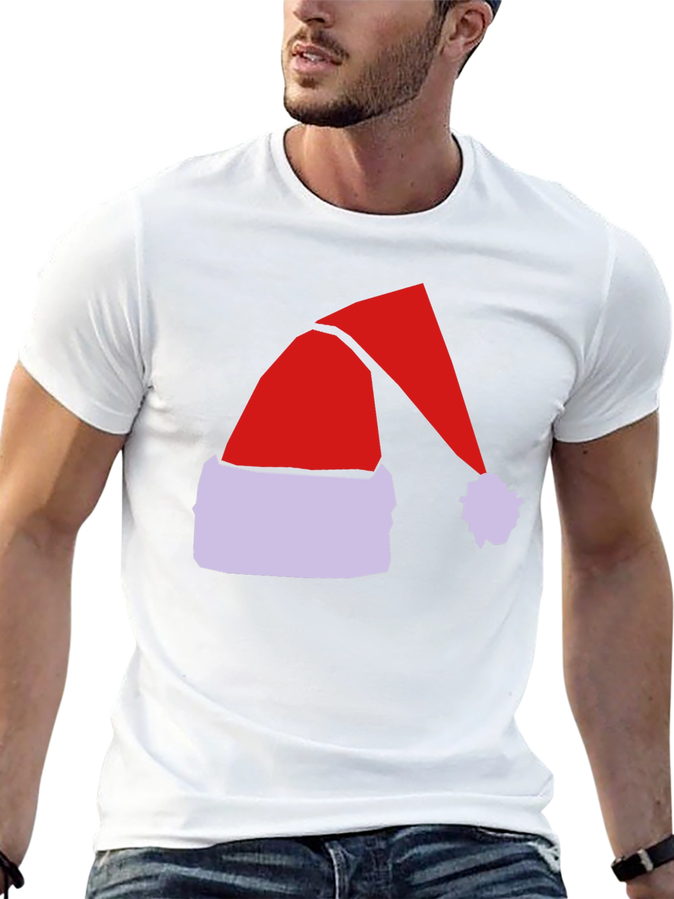 Festive Santa Hat Graphic Tee - Holiday Spirit!
