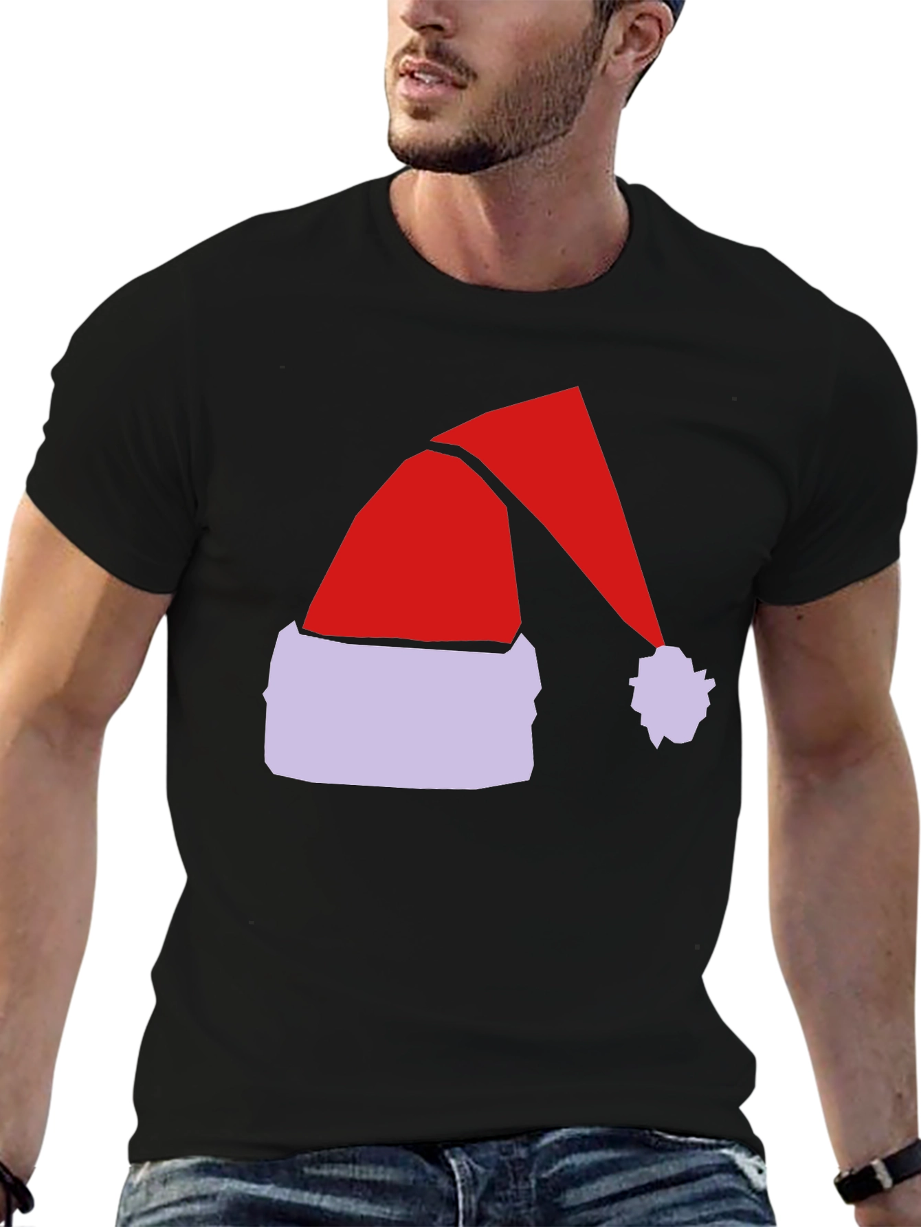 Festive Santa Hat Graphic Tee - Holiday Spirit!