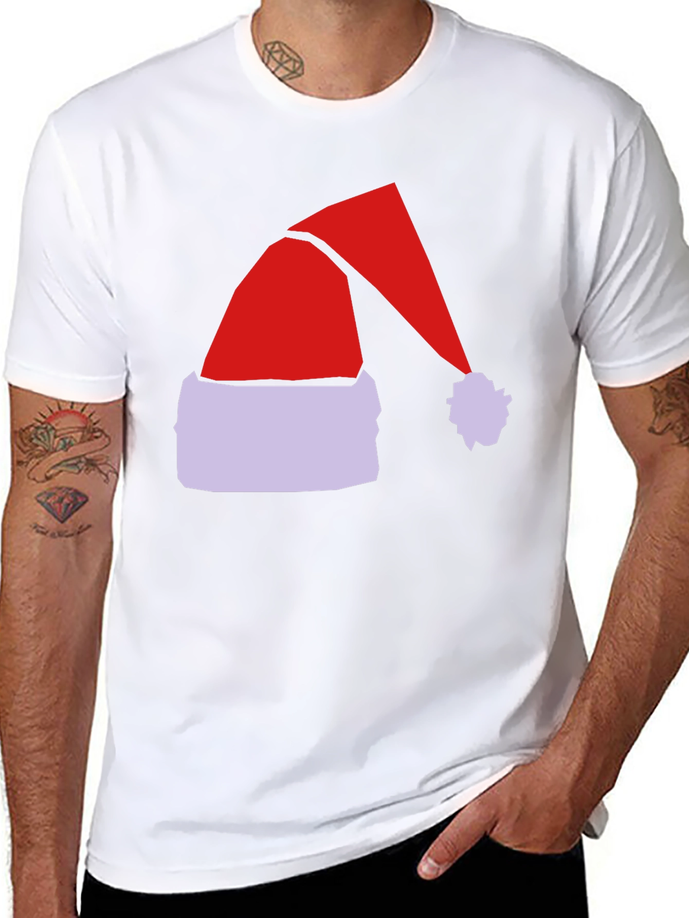 Festive Santa Hat Graphic Tee - Holiday Spirit!