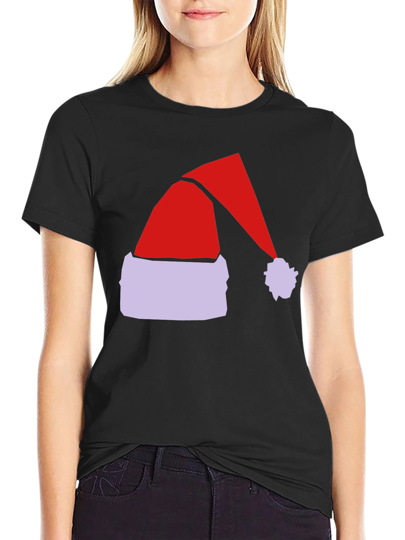 Festive Santa Hat Graphic Tee - Holiday Spirit!