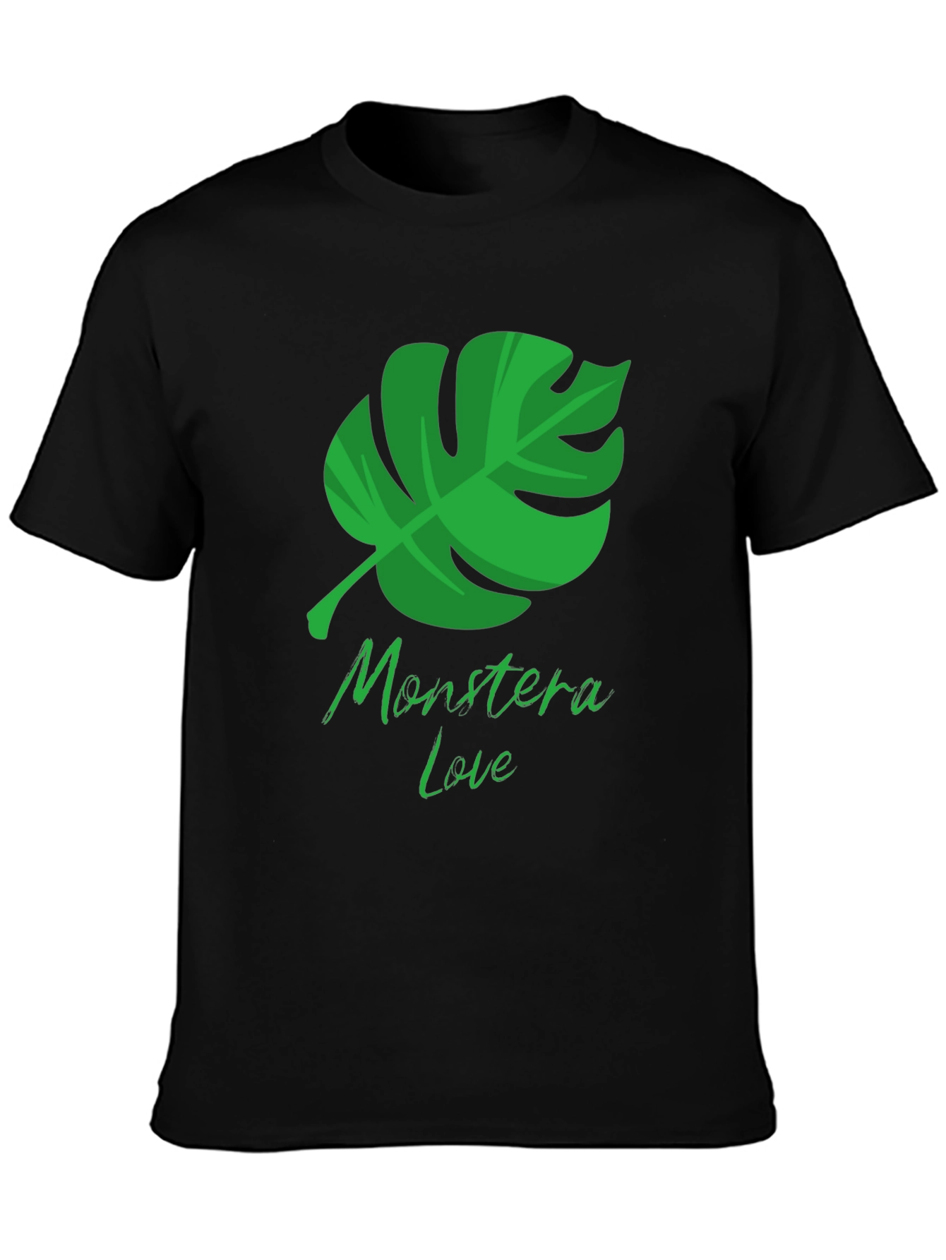 Monstera Love Black T-Shirt - Tropical Plant Design