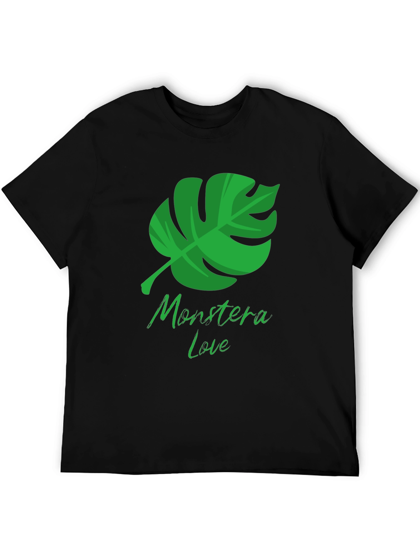 Monstera Love Black T-Shirt - Tropical Plant Design