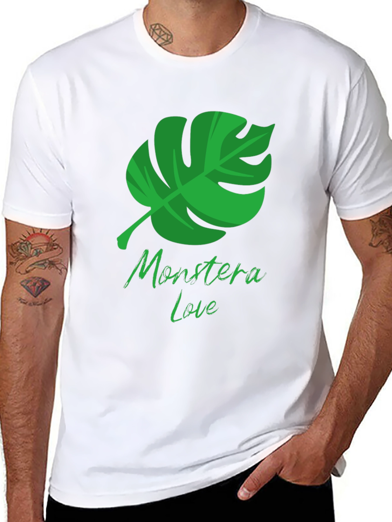 Monstera Love Black T-Shirt - Tropical Plant Design