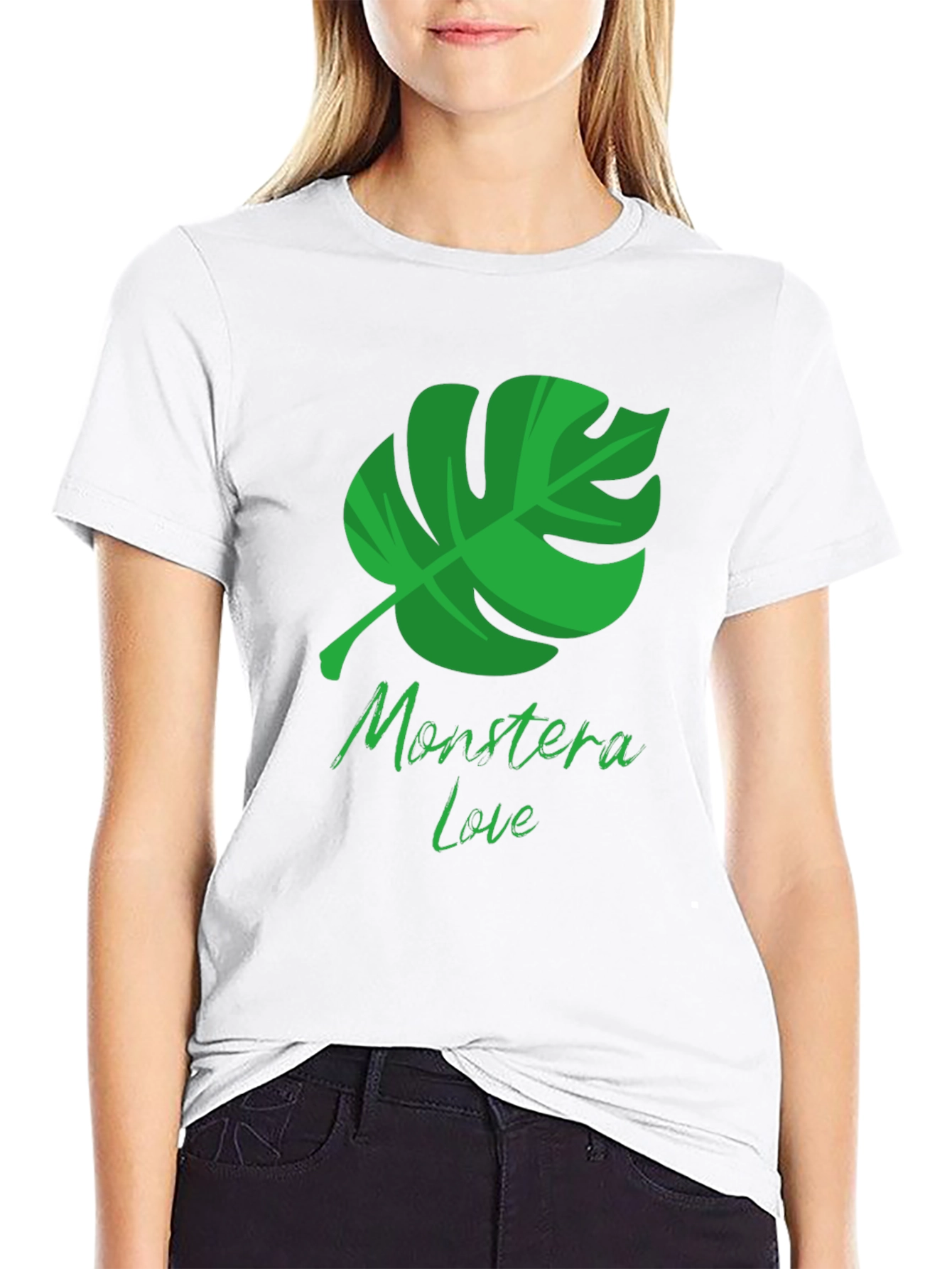 Monstera Love Black T-Shirt - Tropical Plant Design