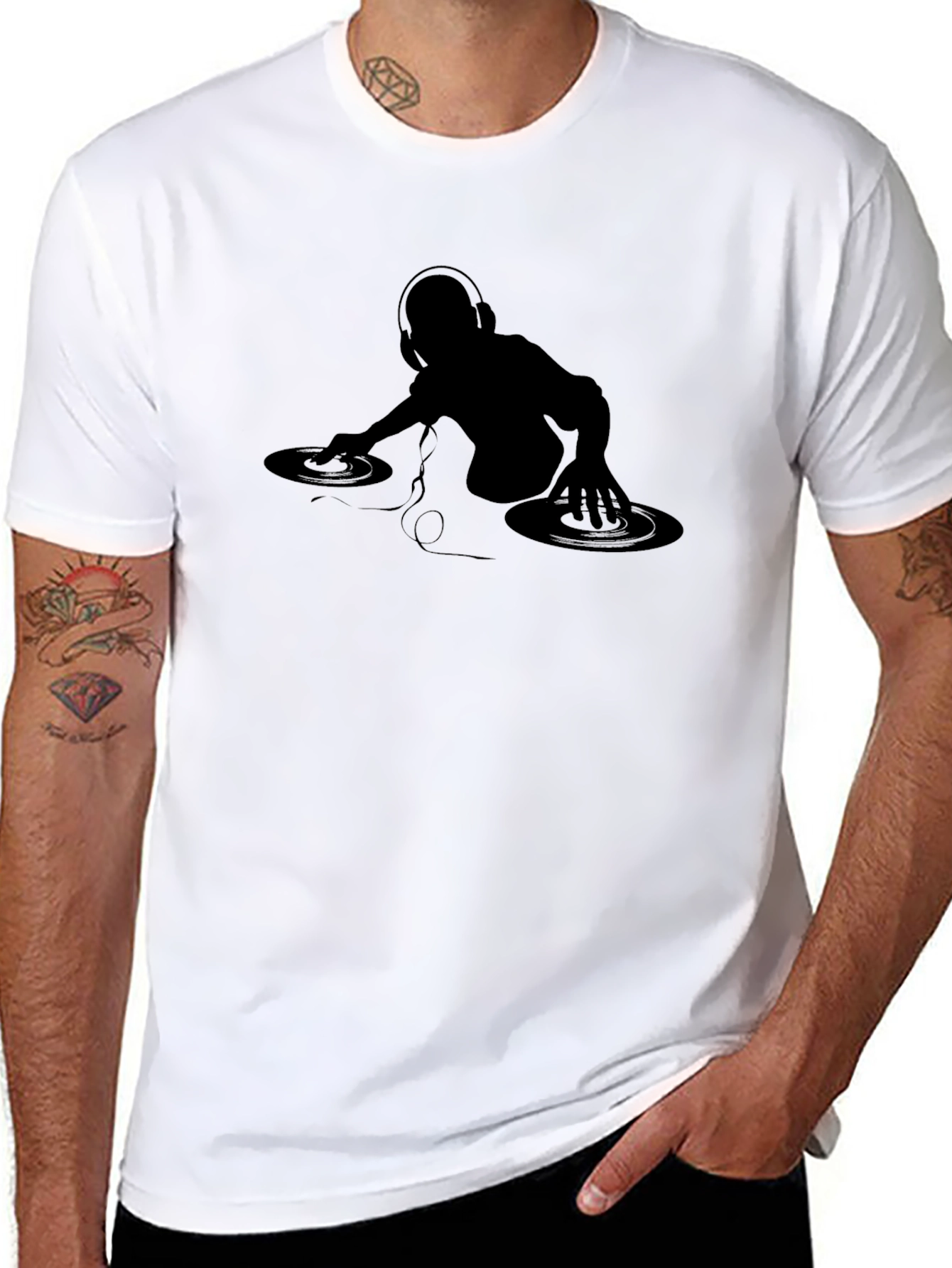 DJ Silhouette Graphic Tee - Black Cotton T-Shirt