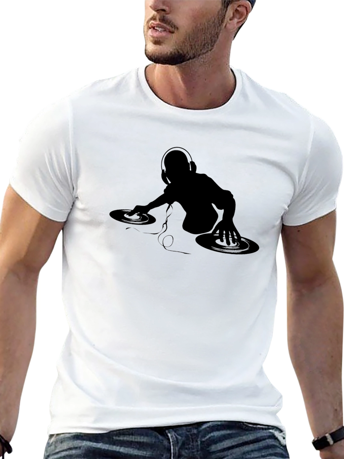 DJ Silhouette Graphic Tee - Black Cotton T-Shirt