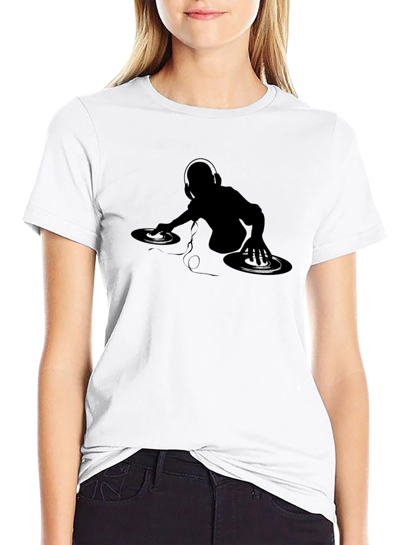 DJ Silhouette Graphic Tee - Black Cotton T-Shirt
