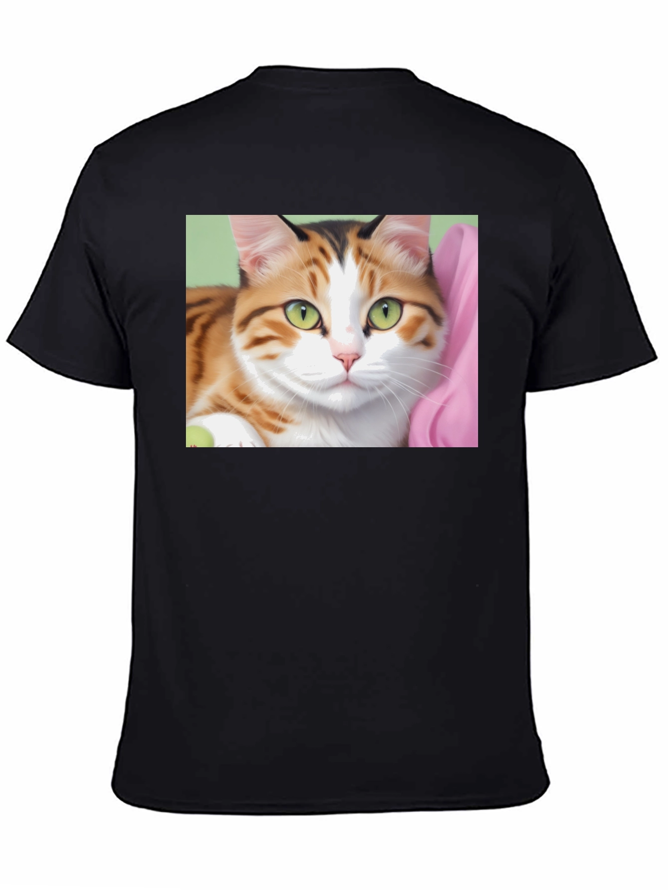 Cat Graphic Print Black T-Shirt