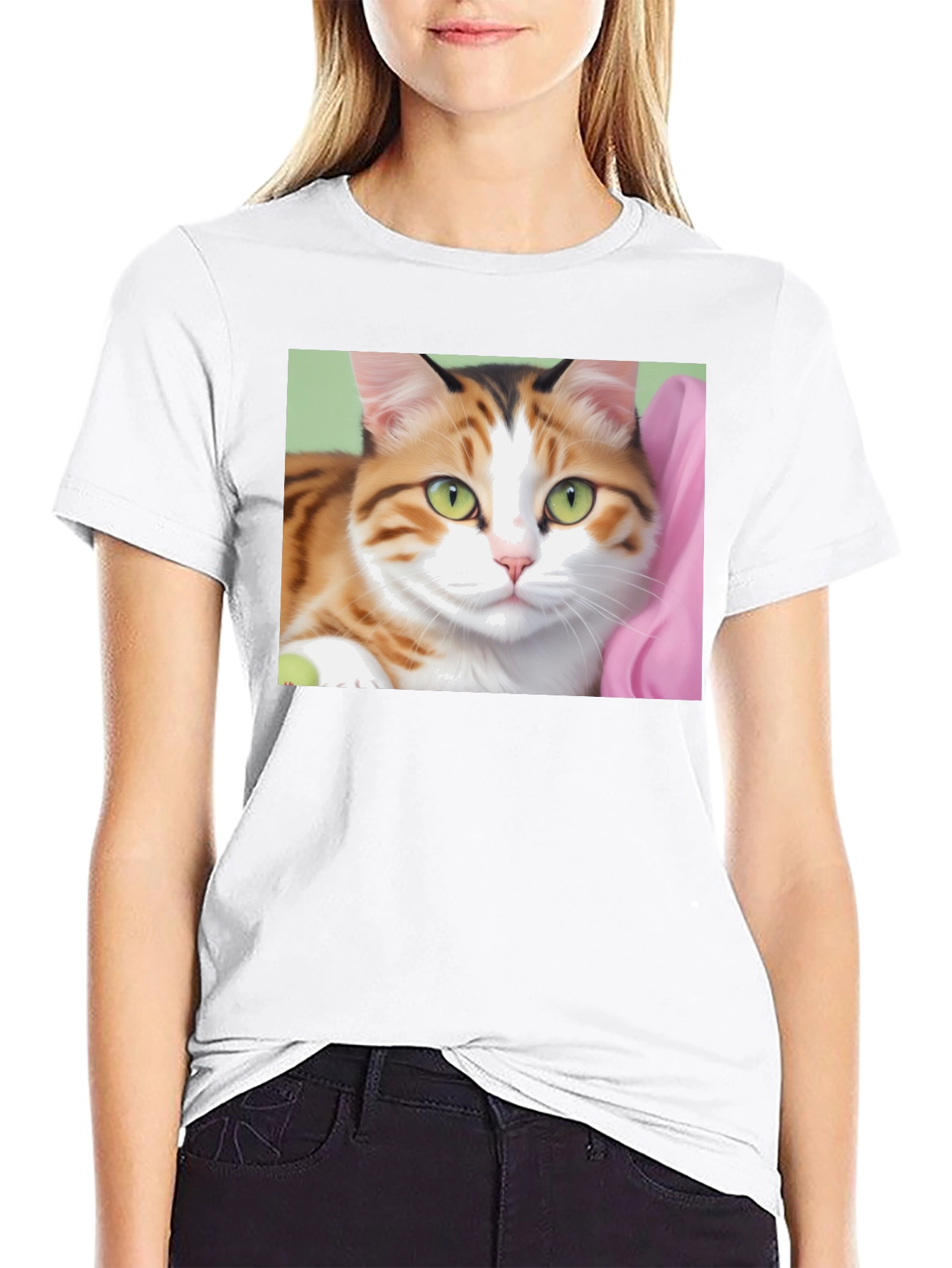 Cat Graphic Print Black T-Shirt
