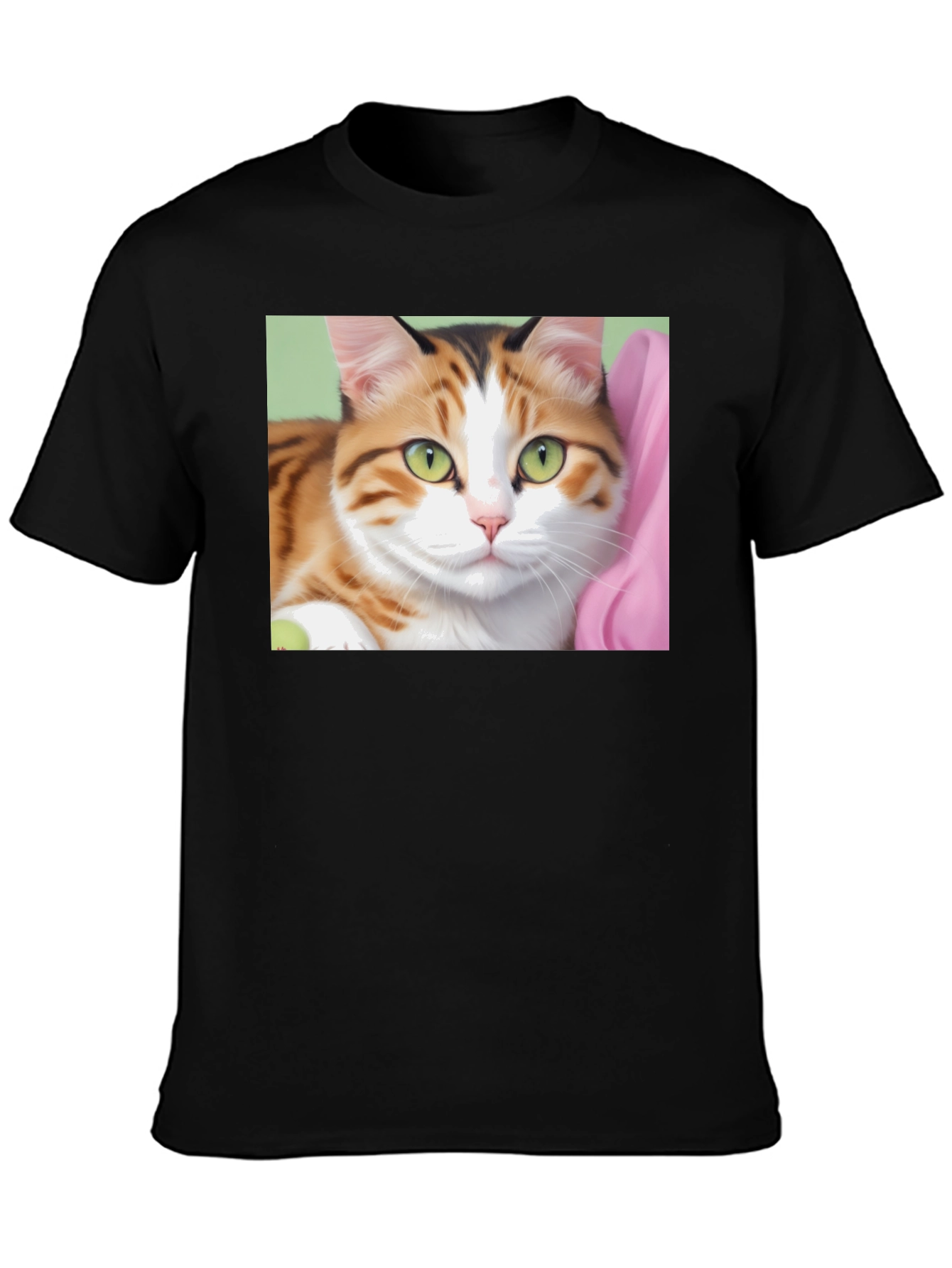 Cat Graphic Print Black T-Shirt