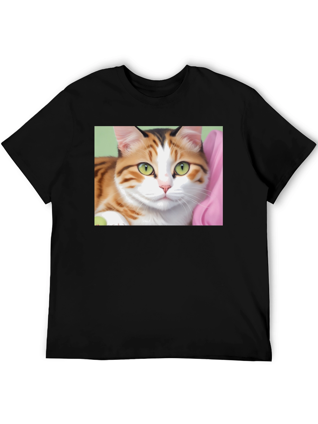 Cat Graphic Print Black T-Shirt