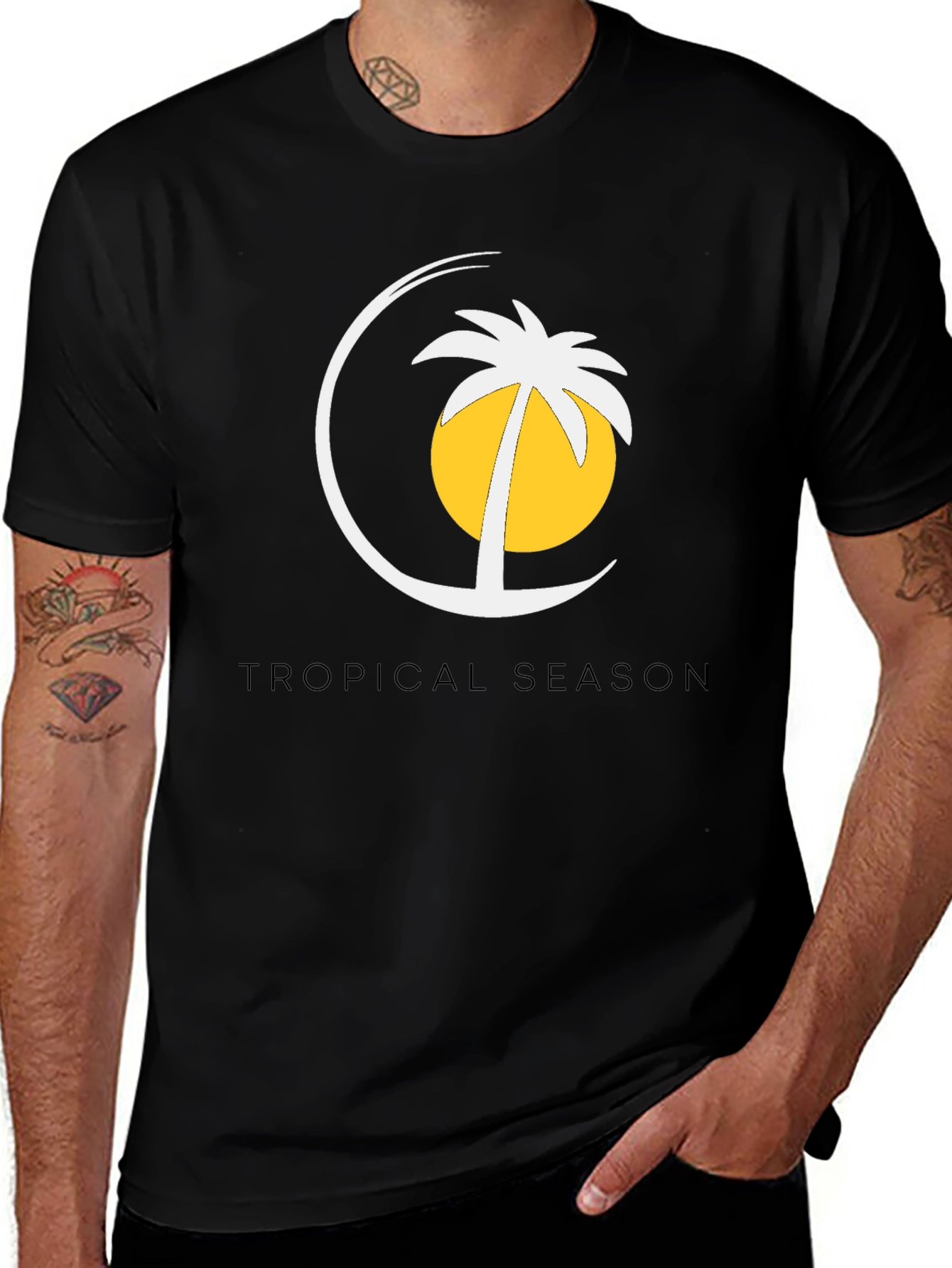 Tropical Season Black T-Shirt