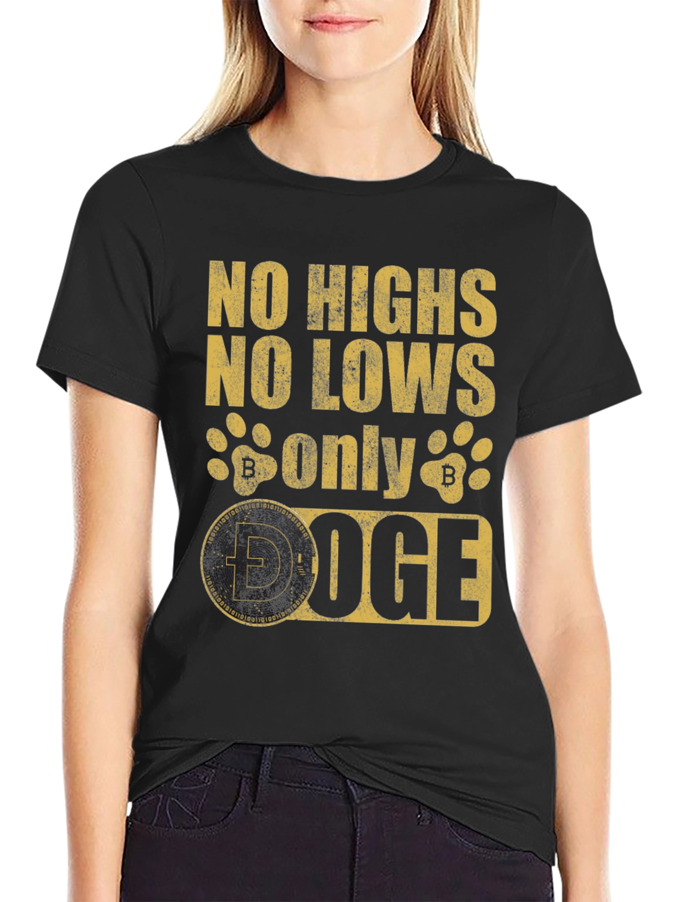 Doge Crypto T-Shirt - No Highs No Lows