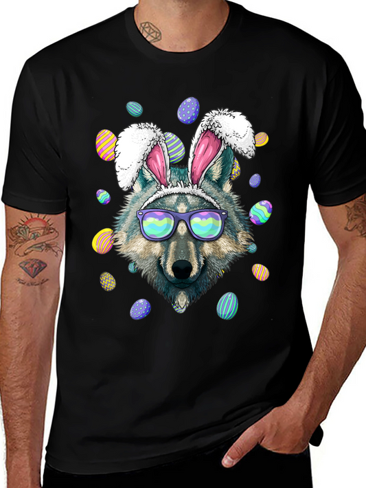 Easter Wolf Bunny Graphic T-Shirt