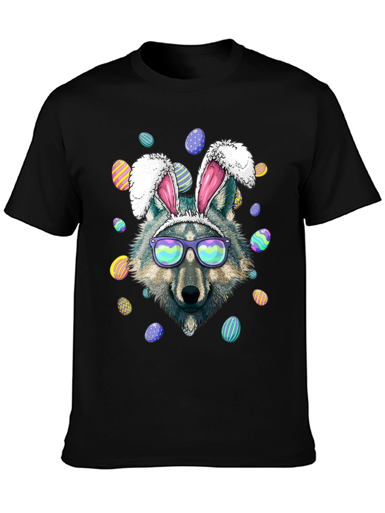 Easter Wolf Bunny Graphic T-Shirt