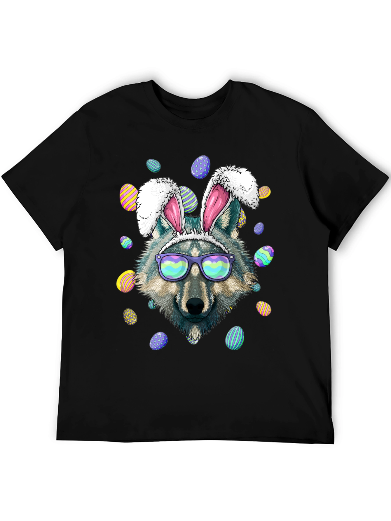 Easter Wolf Bunny Graphic T-Shirt