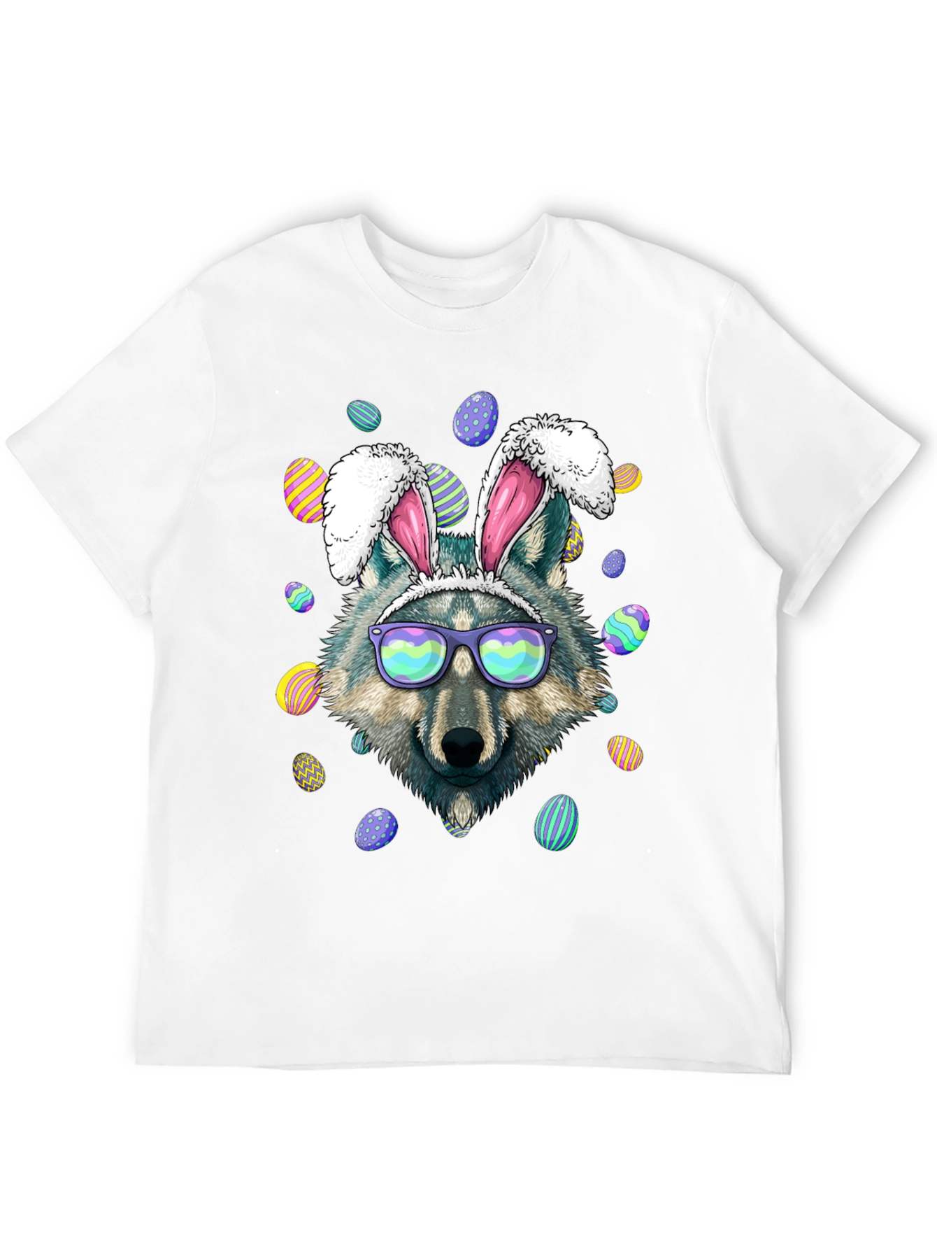 Easter Wolf Bunny Graphic T-Shirt
