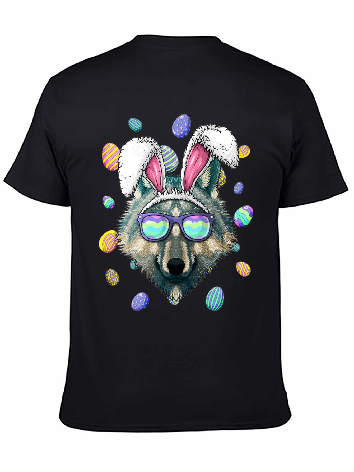 Easter Wolf Bunny Graphic T-Shirt