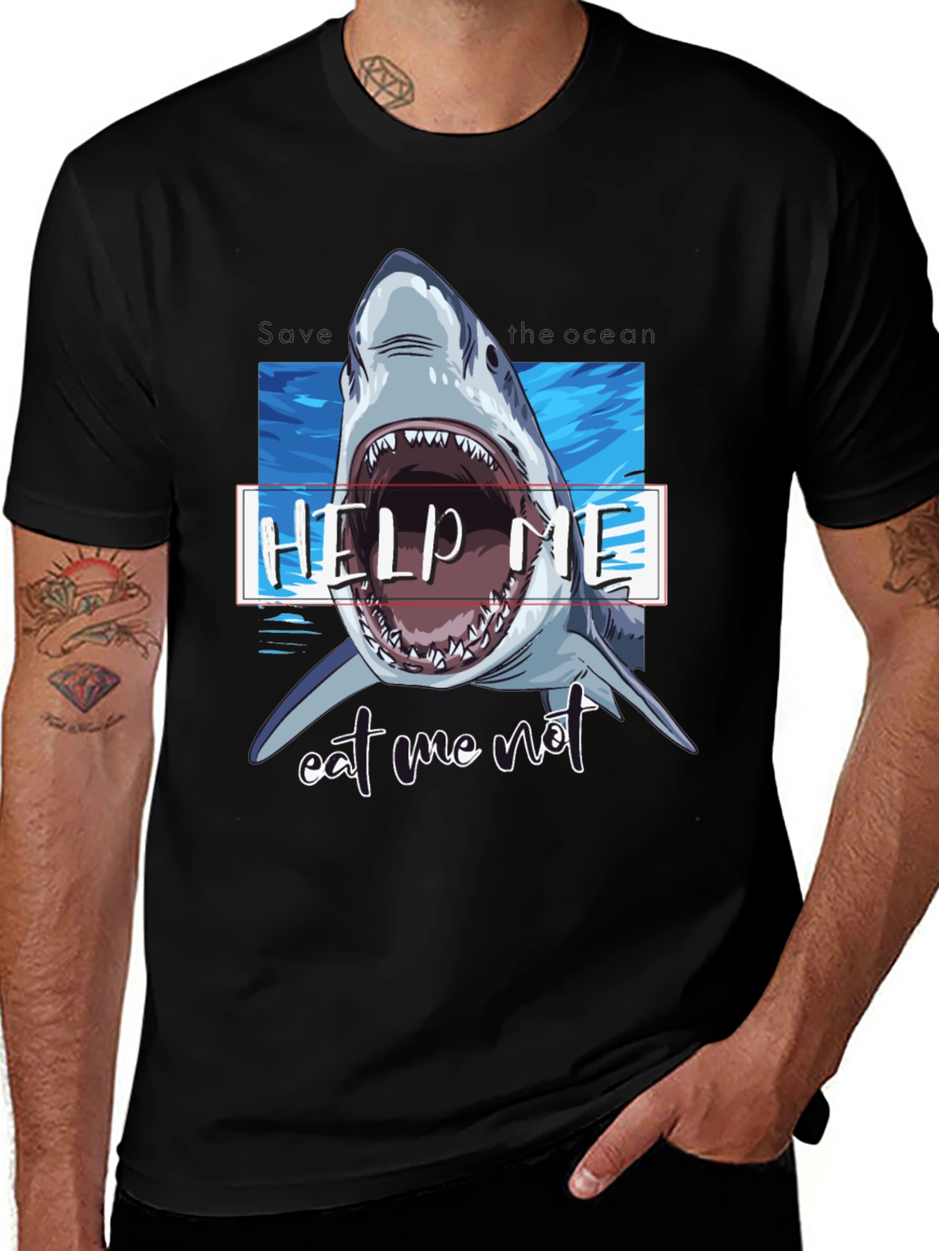 Shark Graphic T-Shirt - Help Me Eat Me Not!