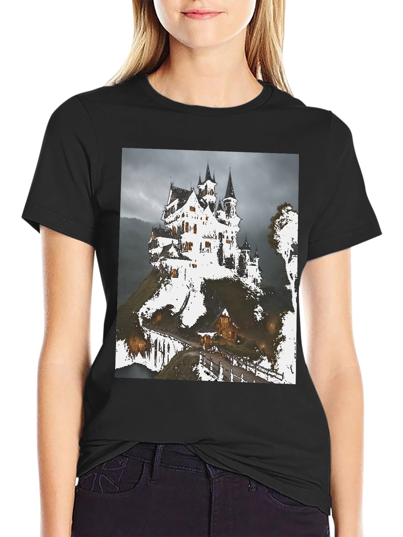 Haunted Castle Graphic T-Shirt - Spooky Season Apparel
