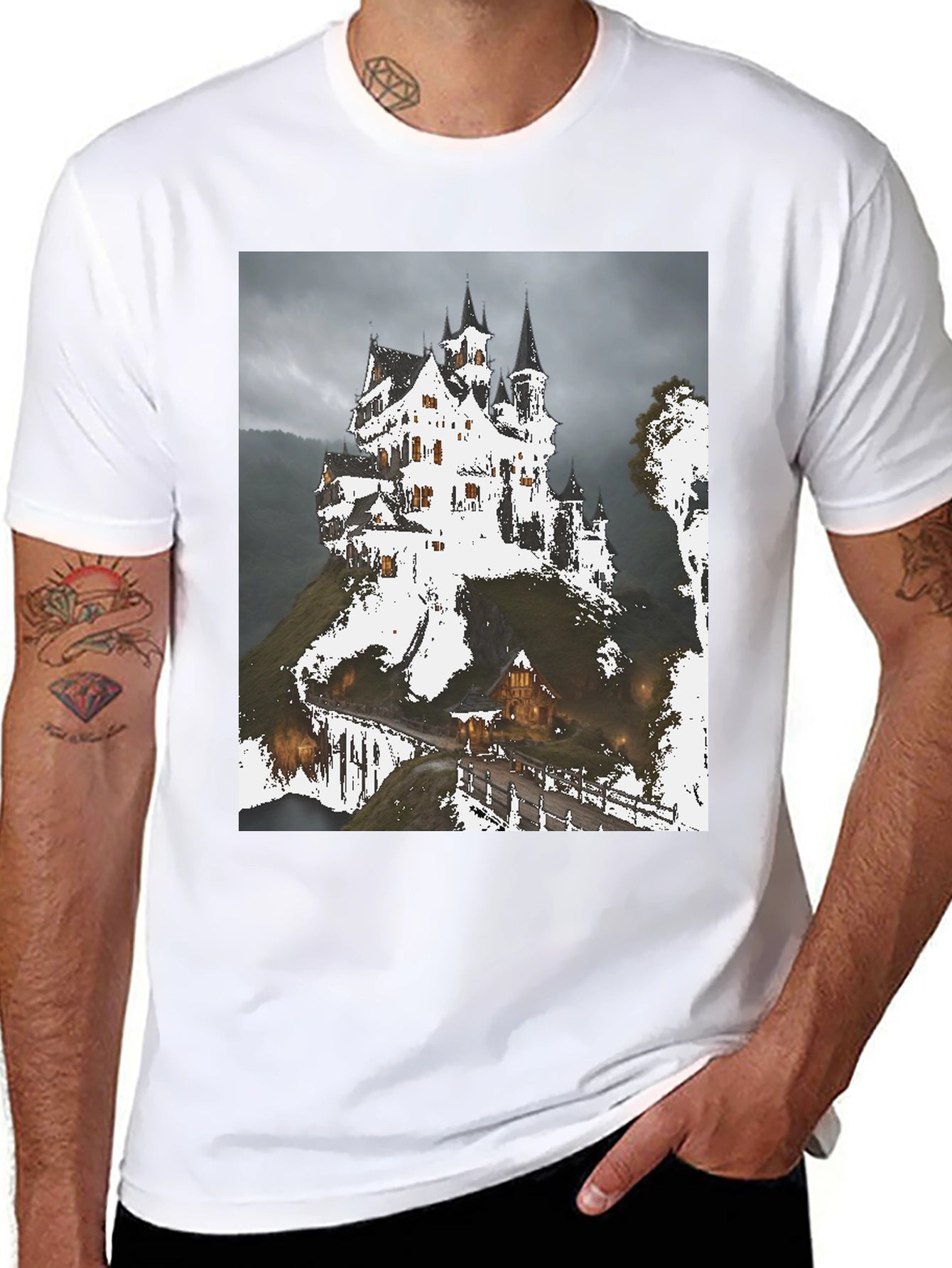 Haunted Castle Graphic T-Shirt - Spooky Season Apparel
