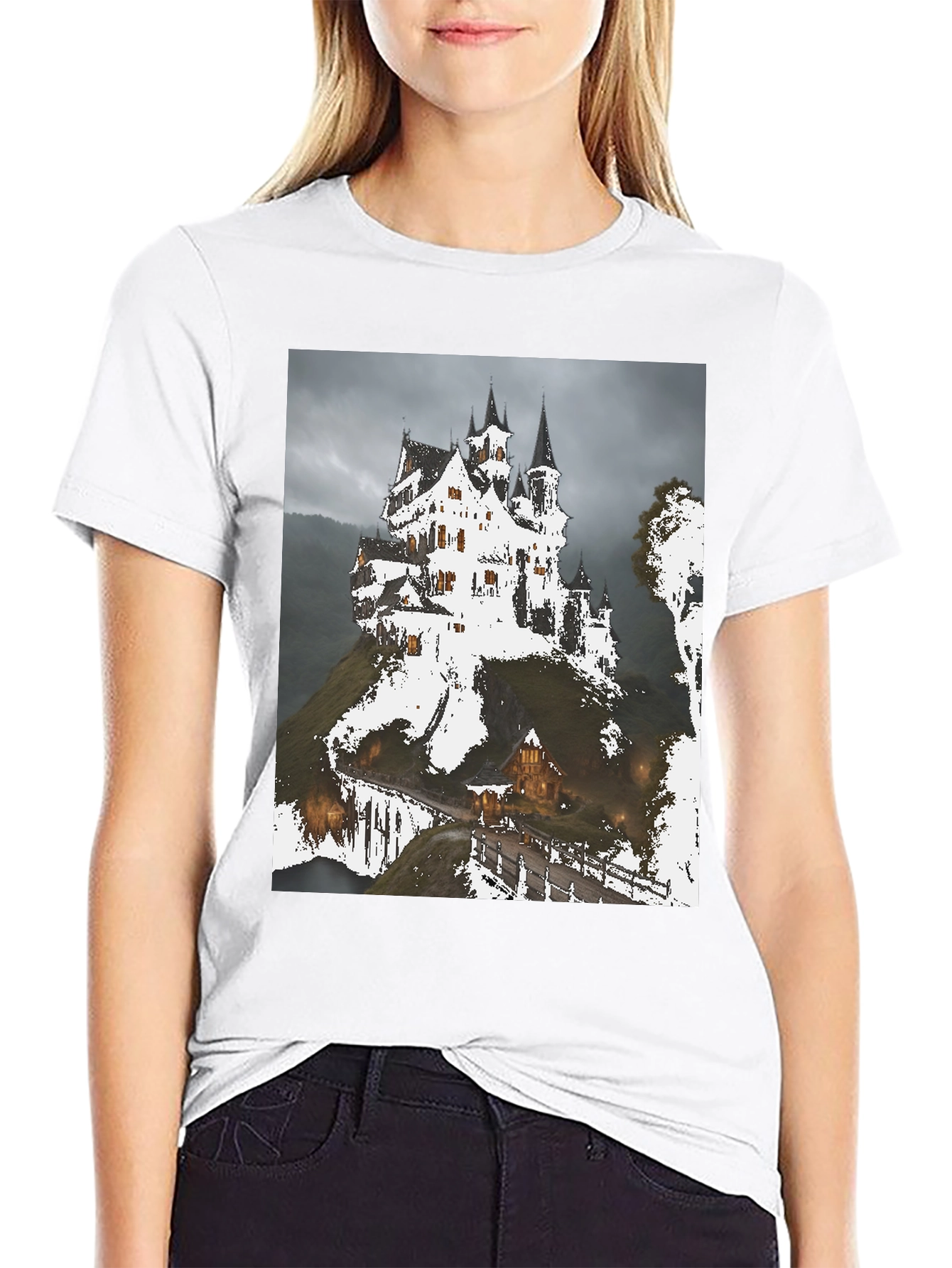 Haunted Castle Graphic T-Shirt - Spooky Season Apparel