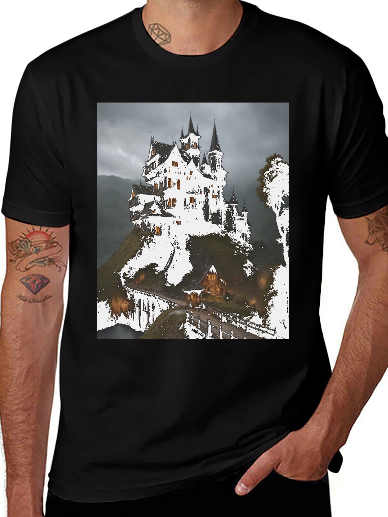 Haunted Castle Graphic T-Shirt - Spooky Season Apparel