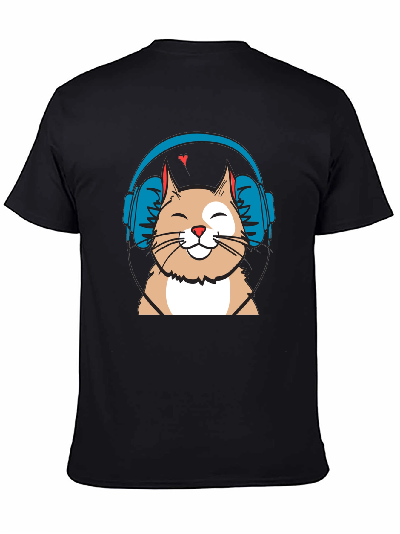 Cool Cat with Headphones Graphic T-Shirt