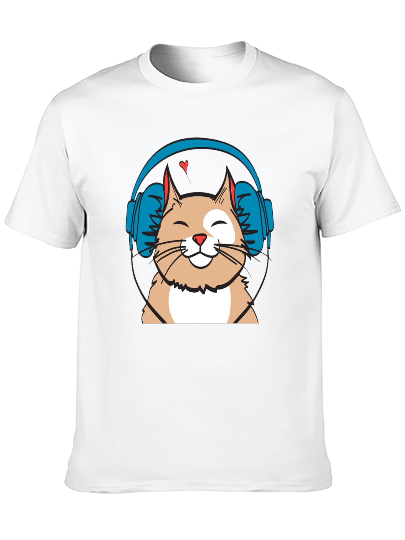 Cool Cat with Headphones Graphic T-Shirt
