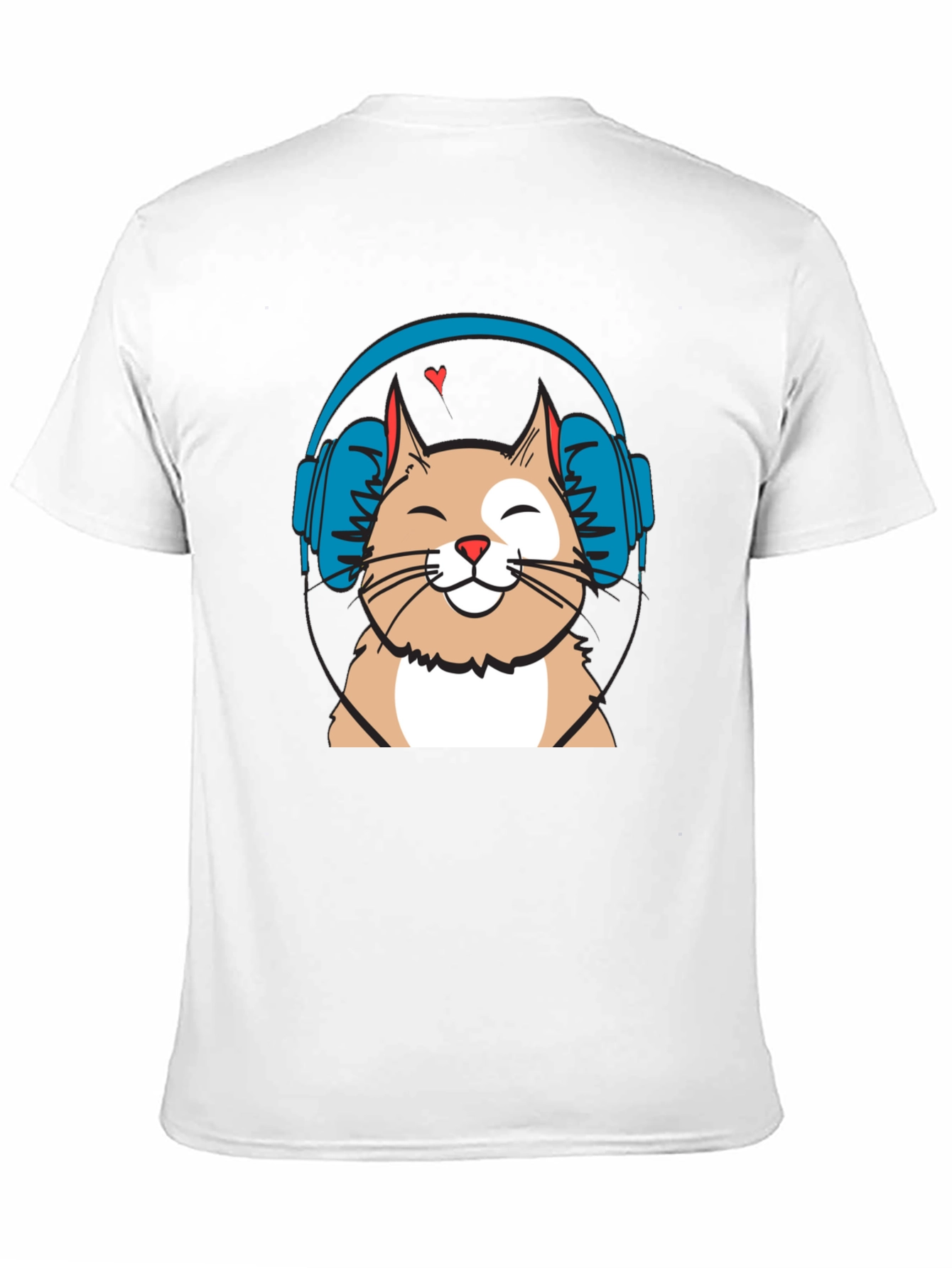 Cool Cat with Headphones Graphic T-Shirt