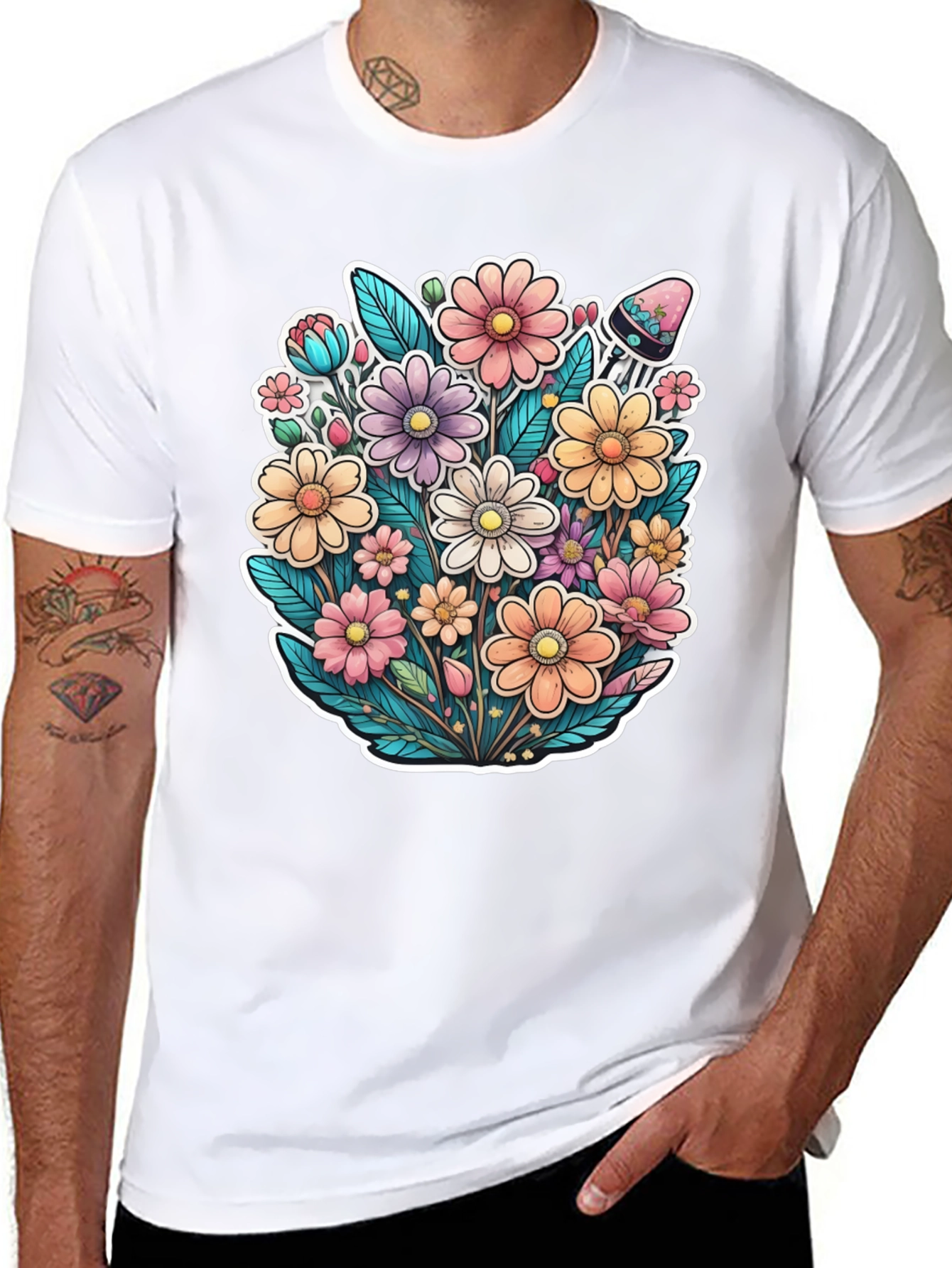 Floral Graphic Print T-Shirt - Blooming Style