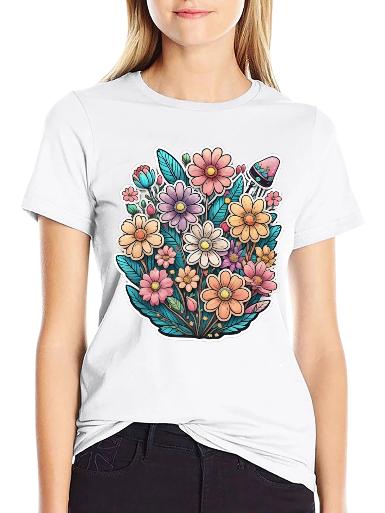 Floral Graphic Print T-Shirt - Blooming Style