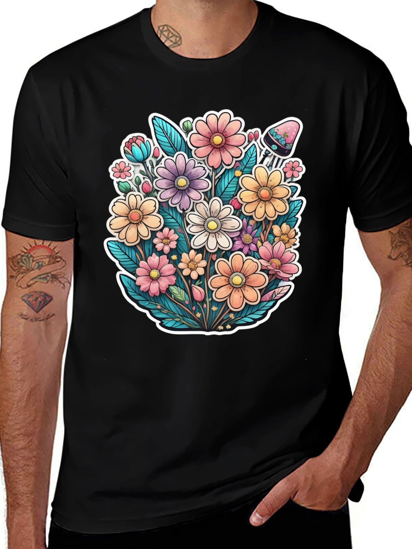 Floral Graphic Print T-Shirt - Blooming Style