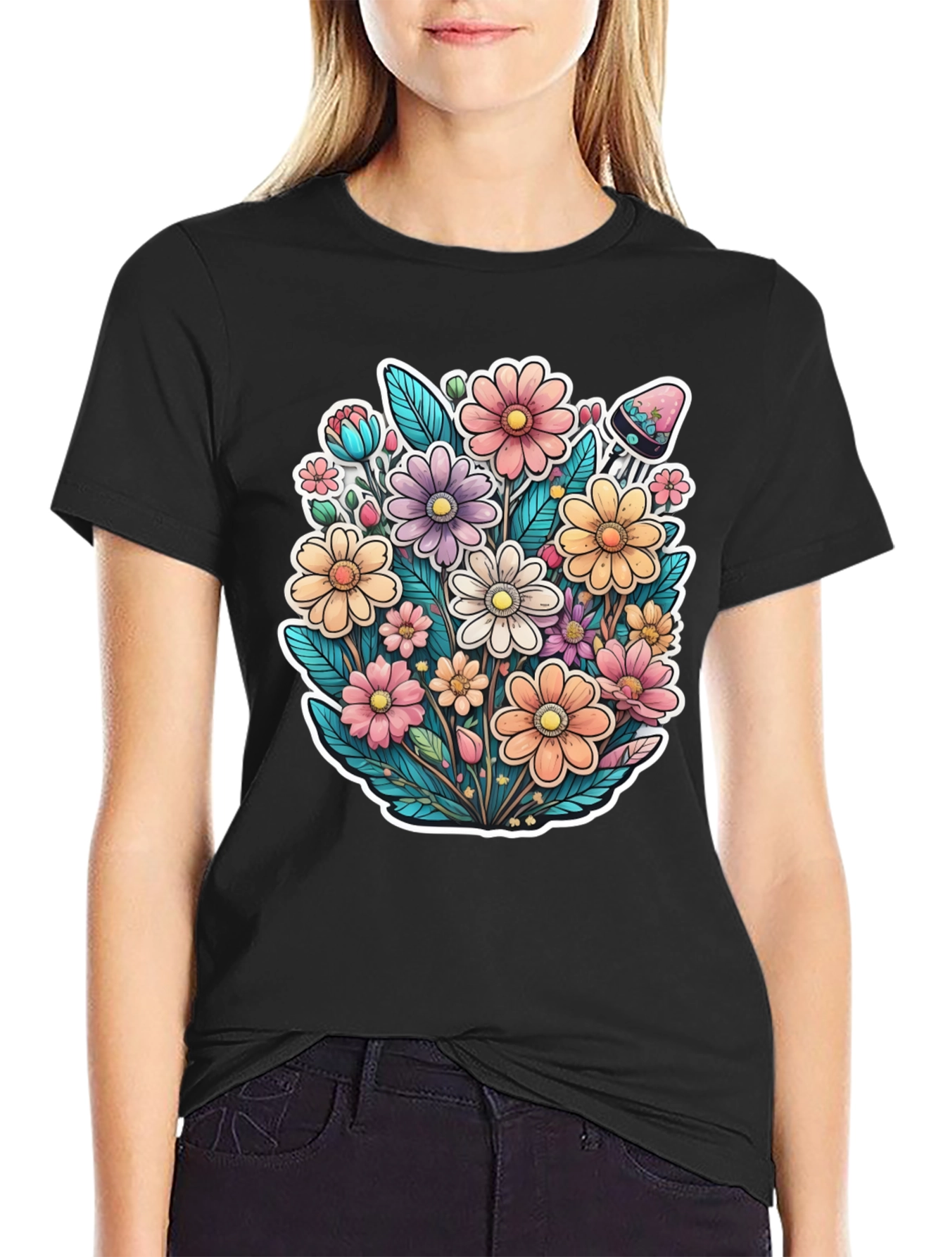 Floral Graphic Print T-Shirt - Blooming Style