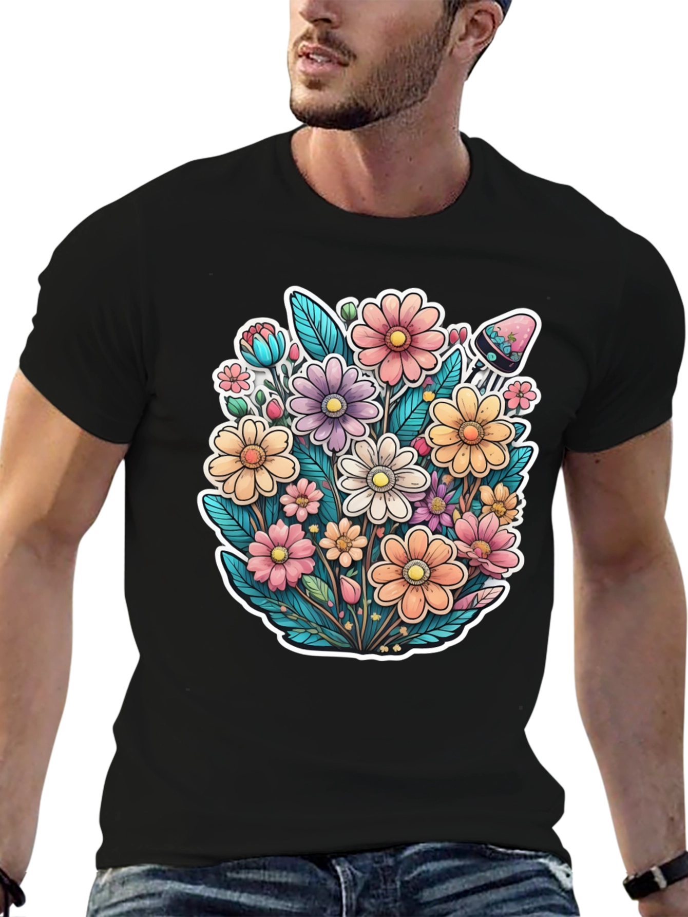Floral Graphic Print T-Shirt - Blooming Style