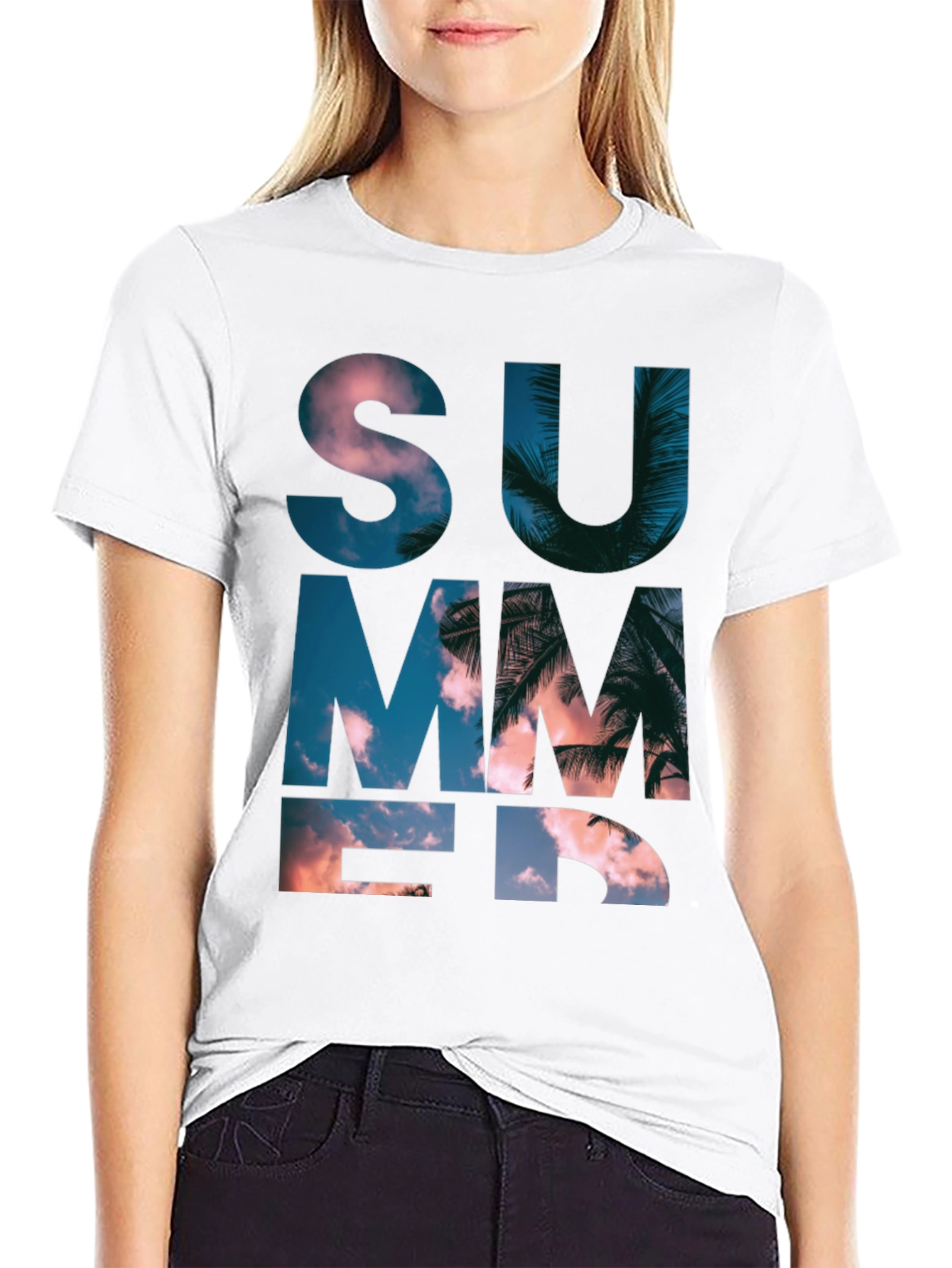 Summer Graphic Print Mens Black T-Shirt