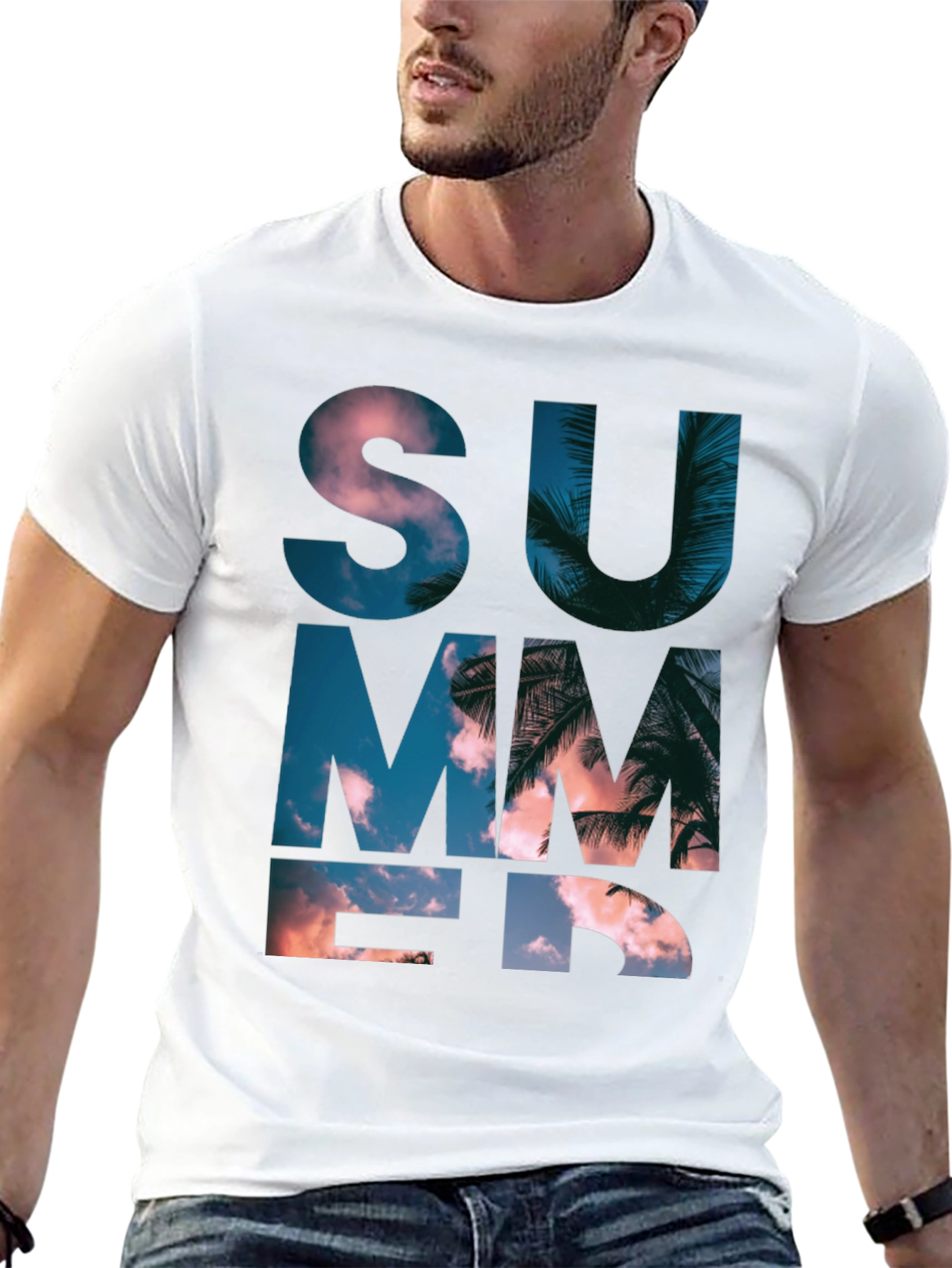Summer Graphic Print Mens Black T-Shirt