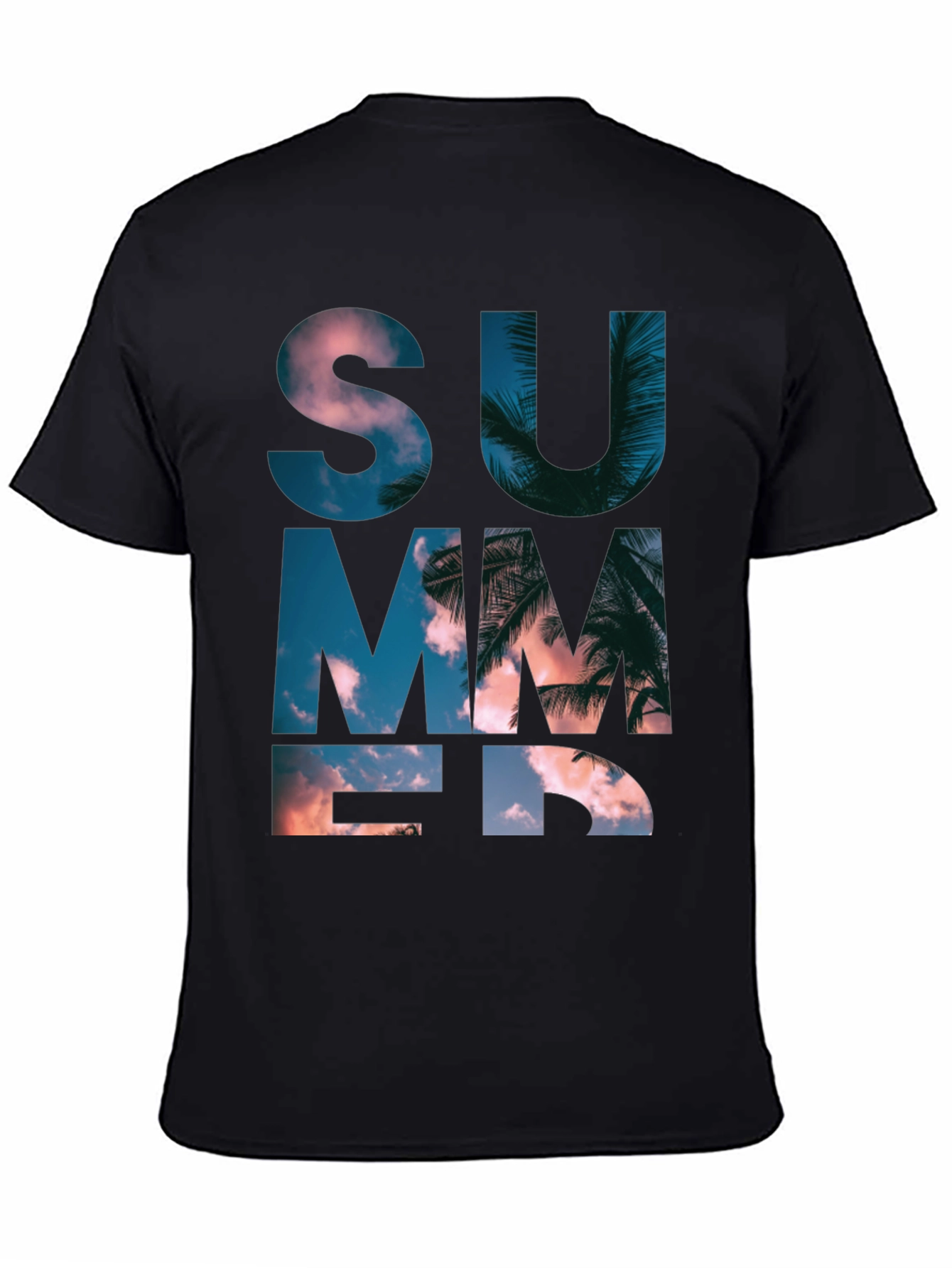 Summer Graphic Print Mens Black T-Shirt
