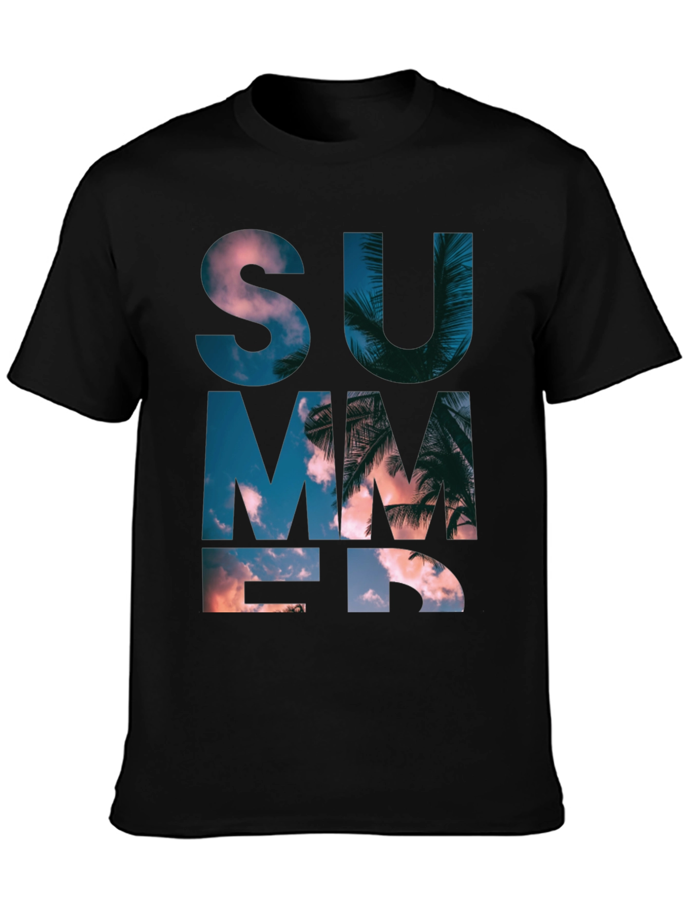 Summer Graphic Print Mens Black T-Shirt