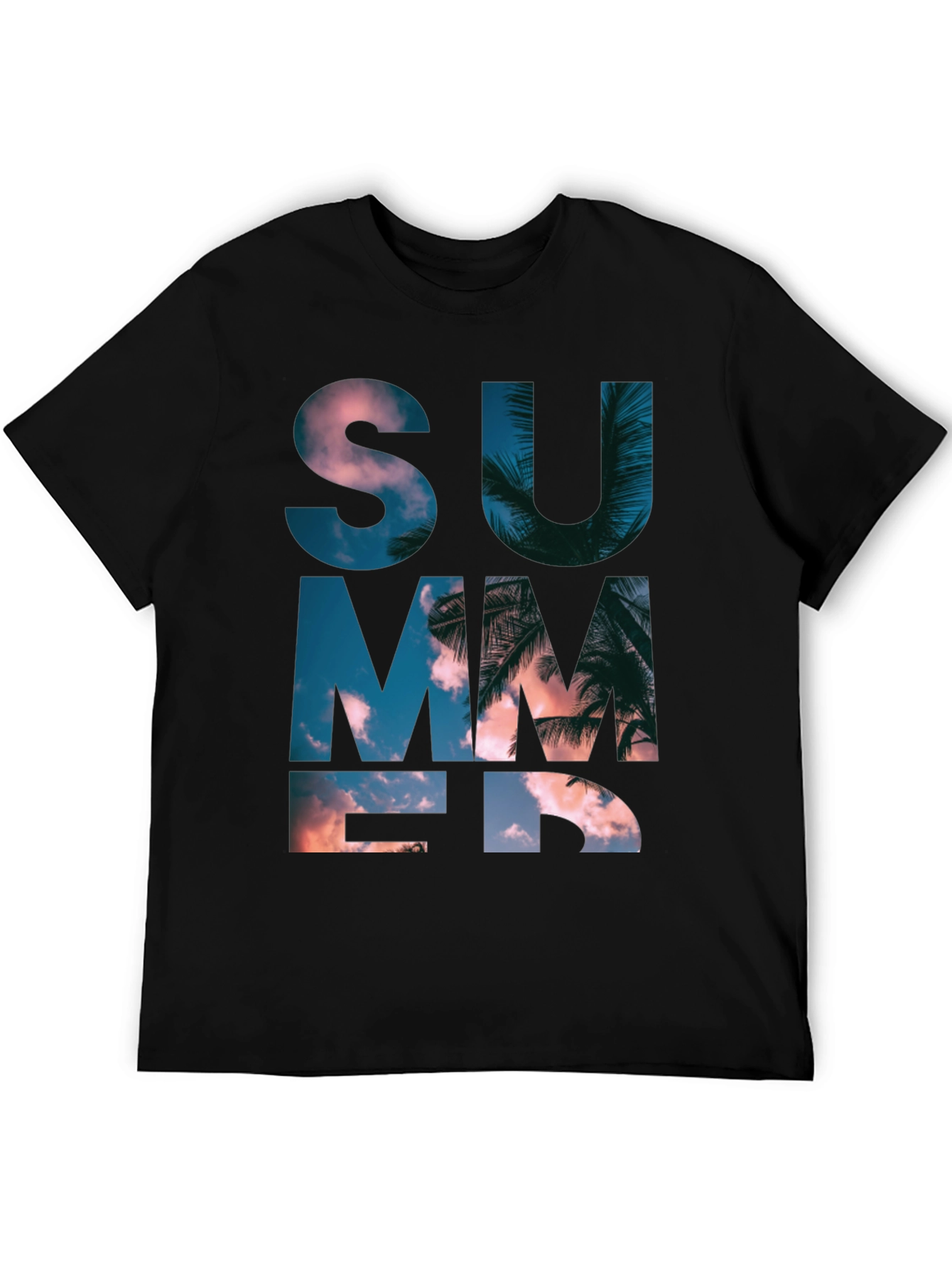 Summer Graphic Print Mens Black T-Shirt