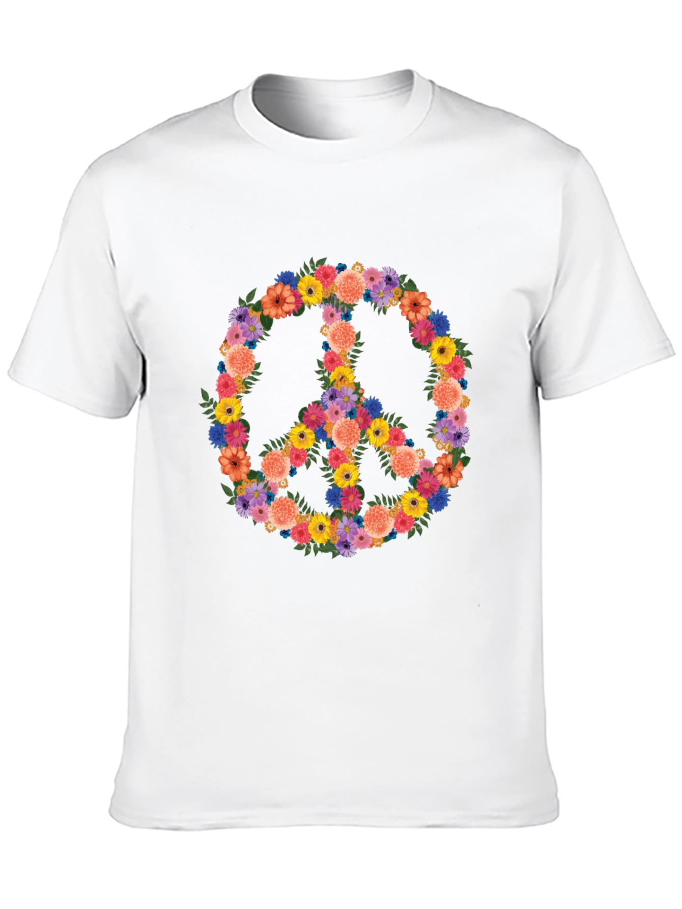 Floral Peace Sign Graphic Tee - Black