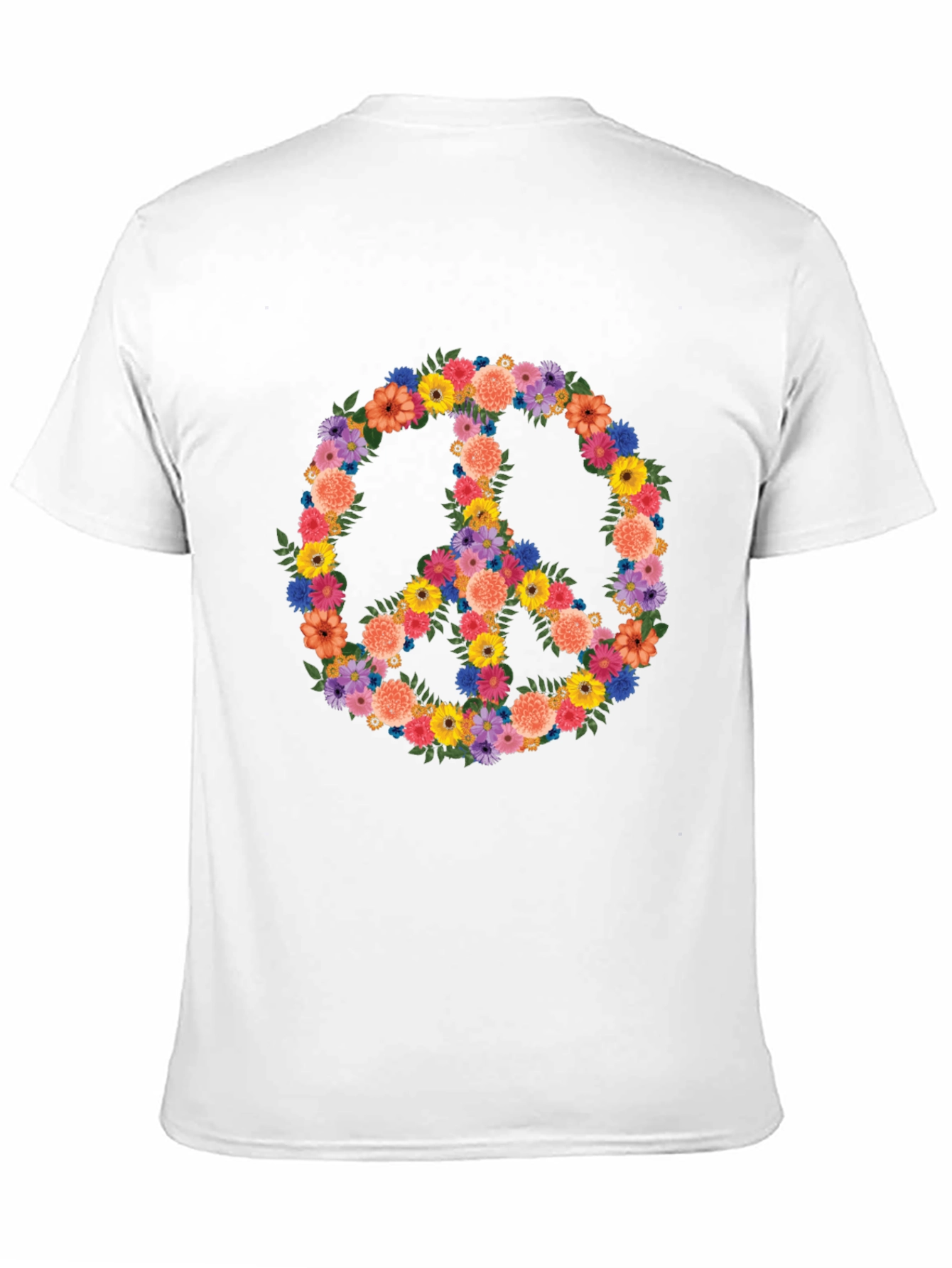 Floral Peace Sign Graphic Tee - Black