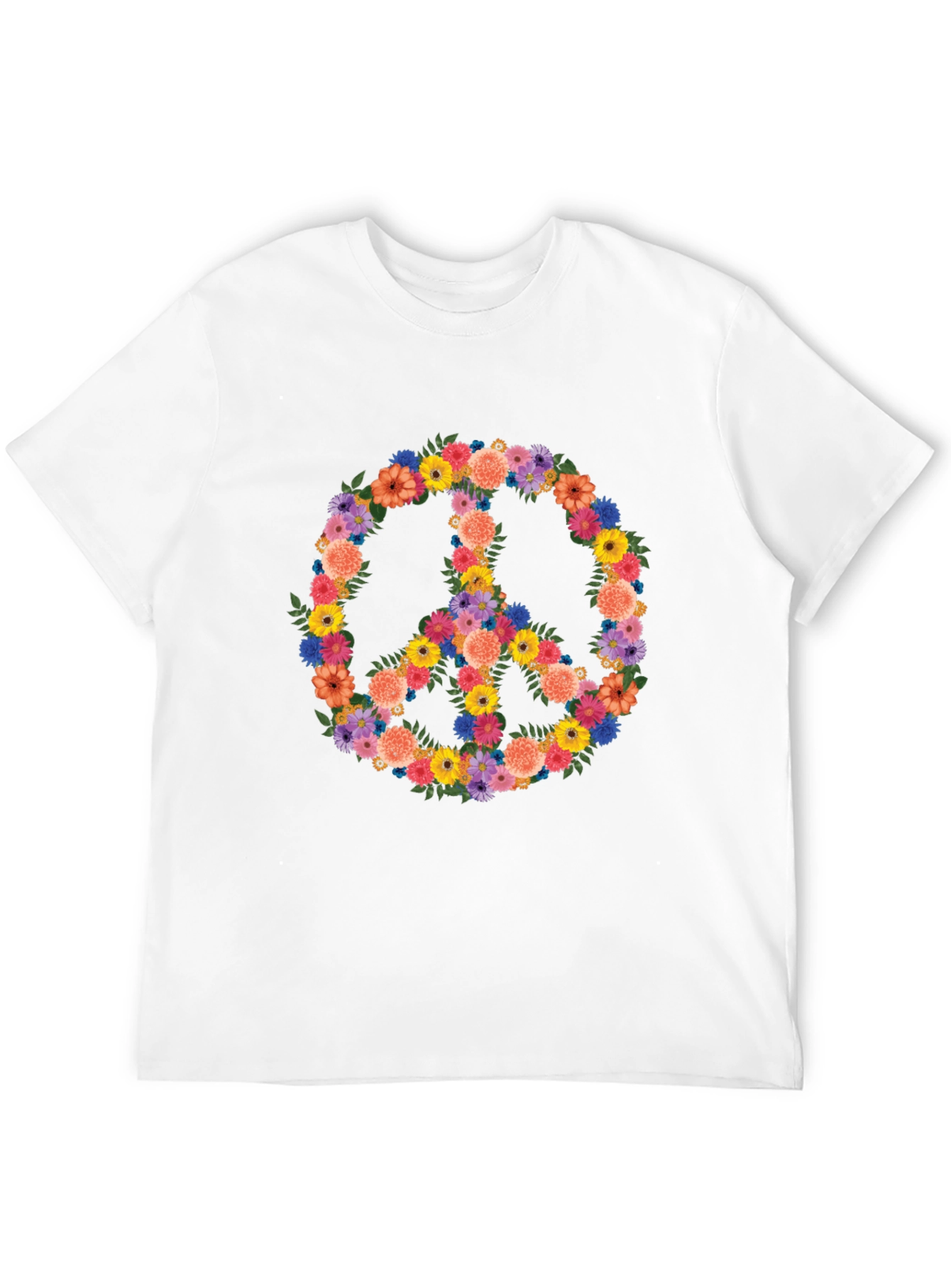 Floral Peace Sign Graphic Tee - Black