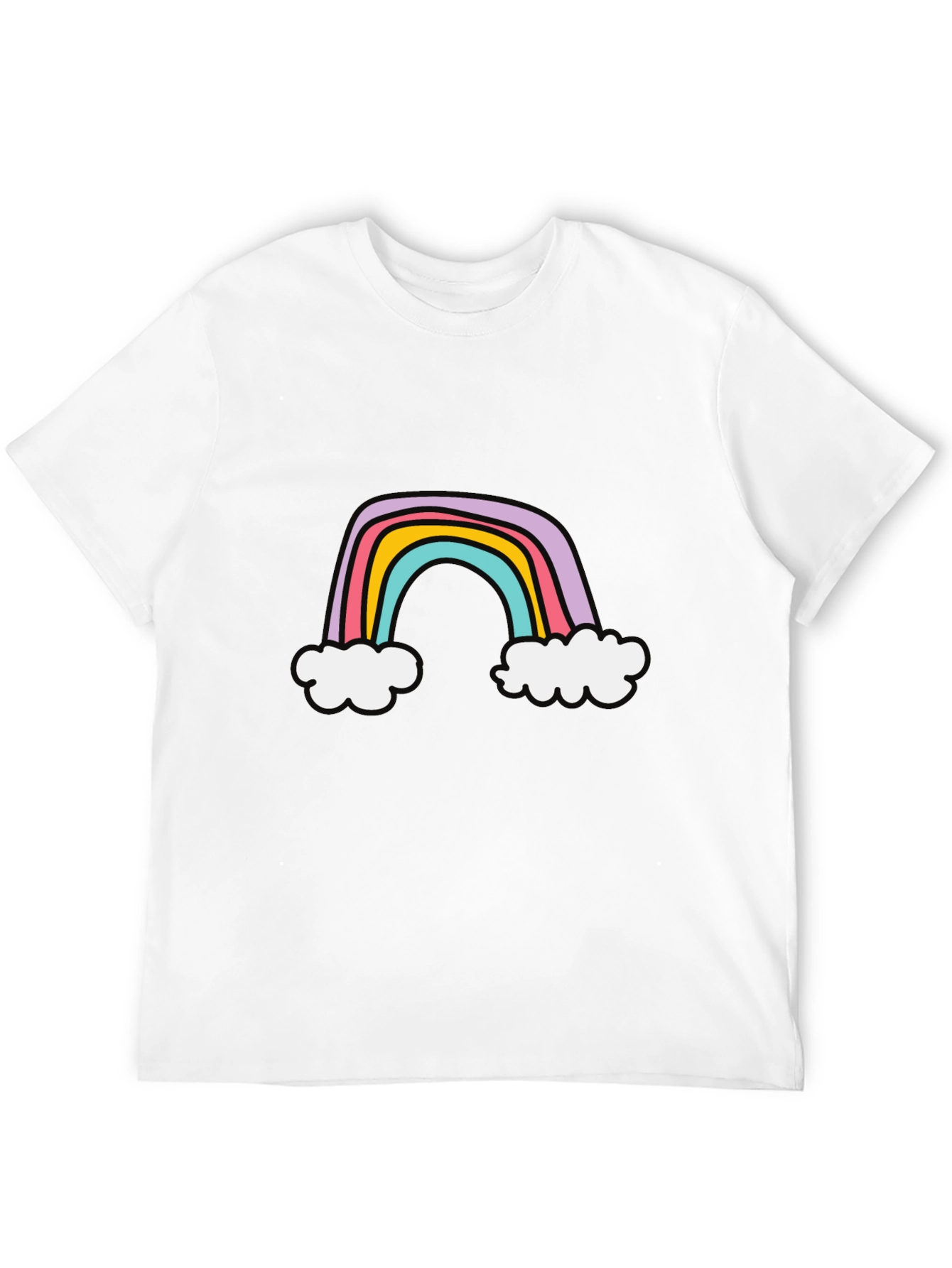 Rainbow Graphic Tee - Soft Cotton Blend Casual Style