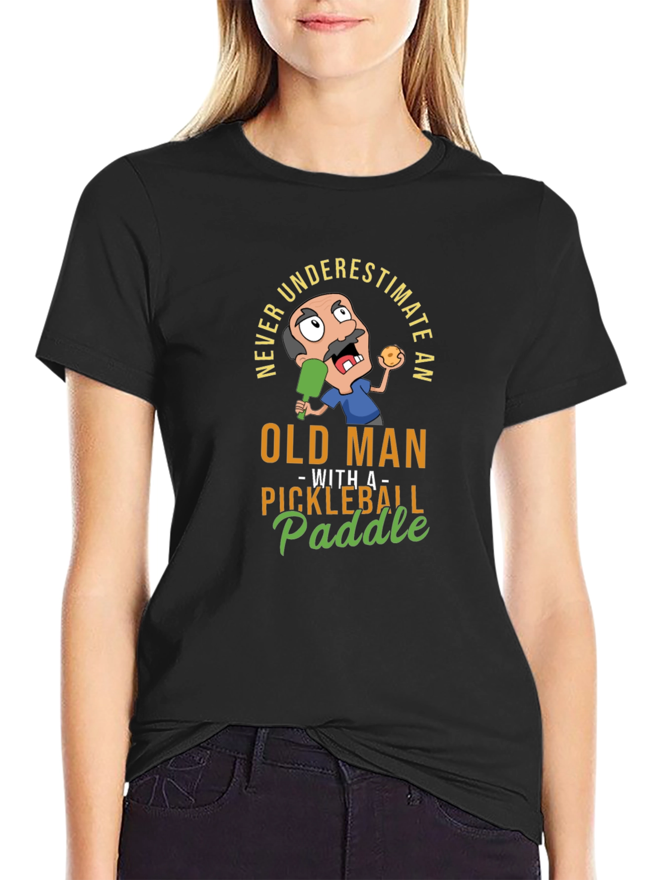 Never Underestimate Old Man with Pickleball Paddle T-Shirt