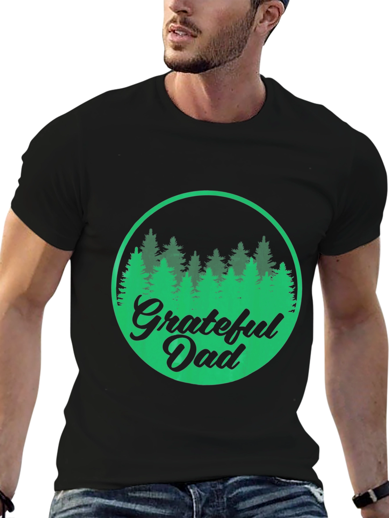 Grateful Dad Forest Graphic Tee - Black