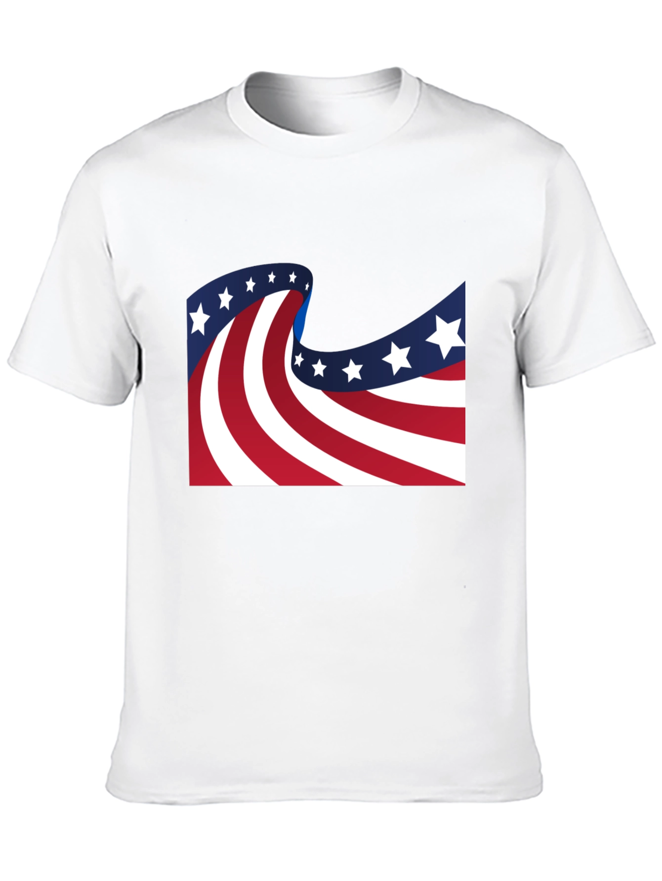 American Flag Wavy Stars and Stripes Black T-Shirt