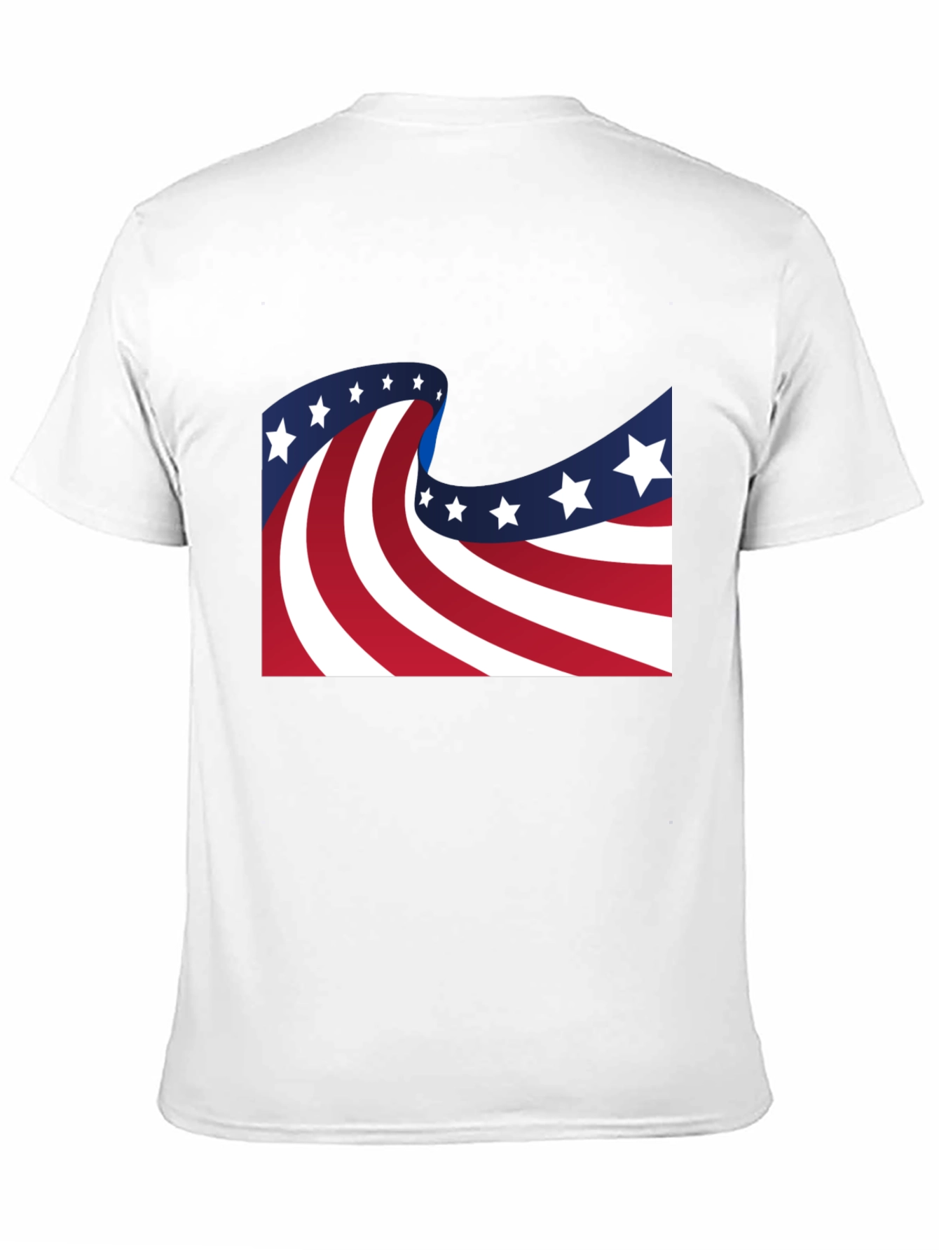 American Flag Wavy Stars and Stripes Black T-Shirt