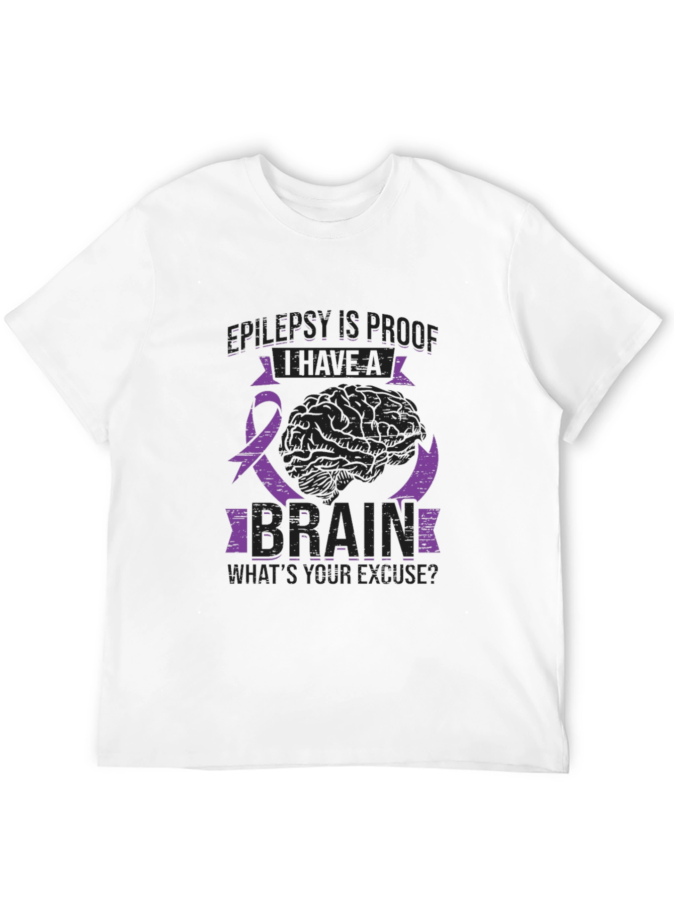 Epilepsy Awareness Brain Graphic Tee - Black